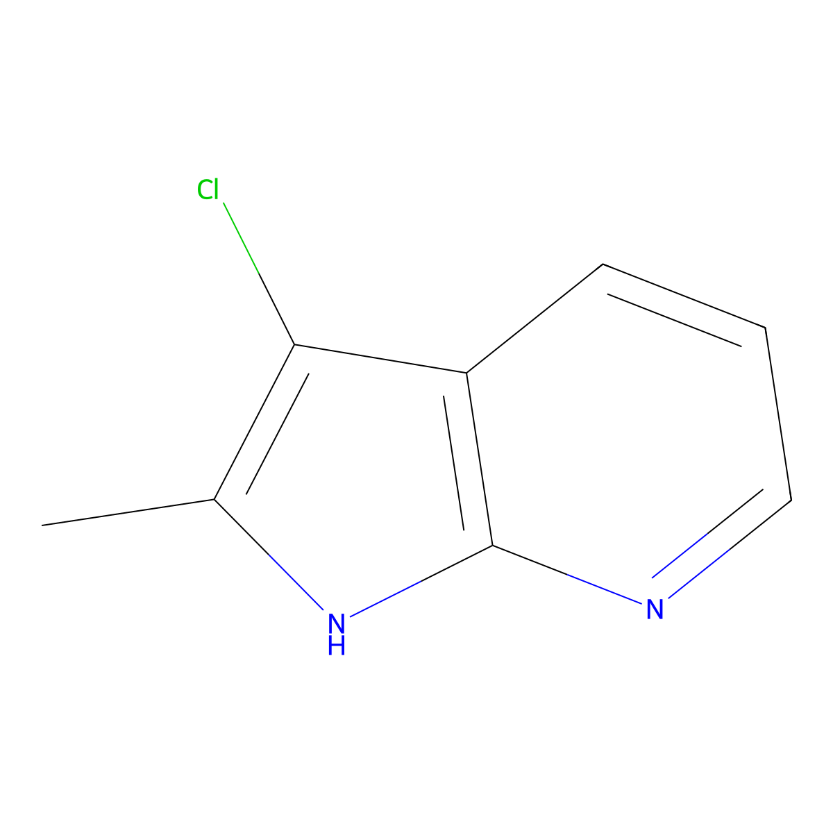 3-Chloro-2-methyl-1H-pyrrolo[2,3-b]pyridine molecular structure, CAS 145934-55-0