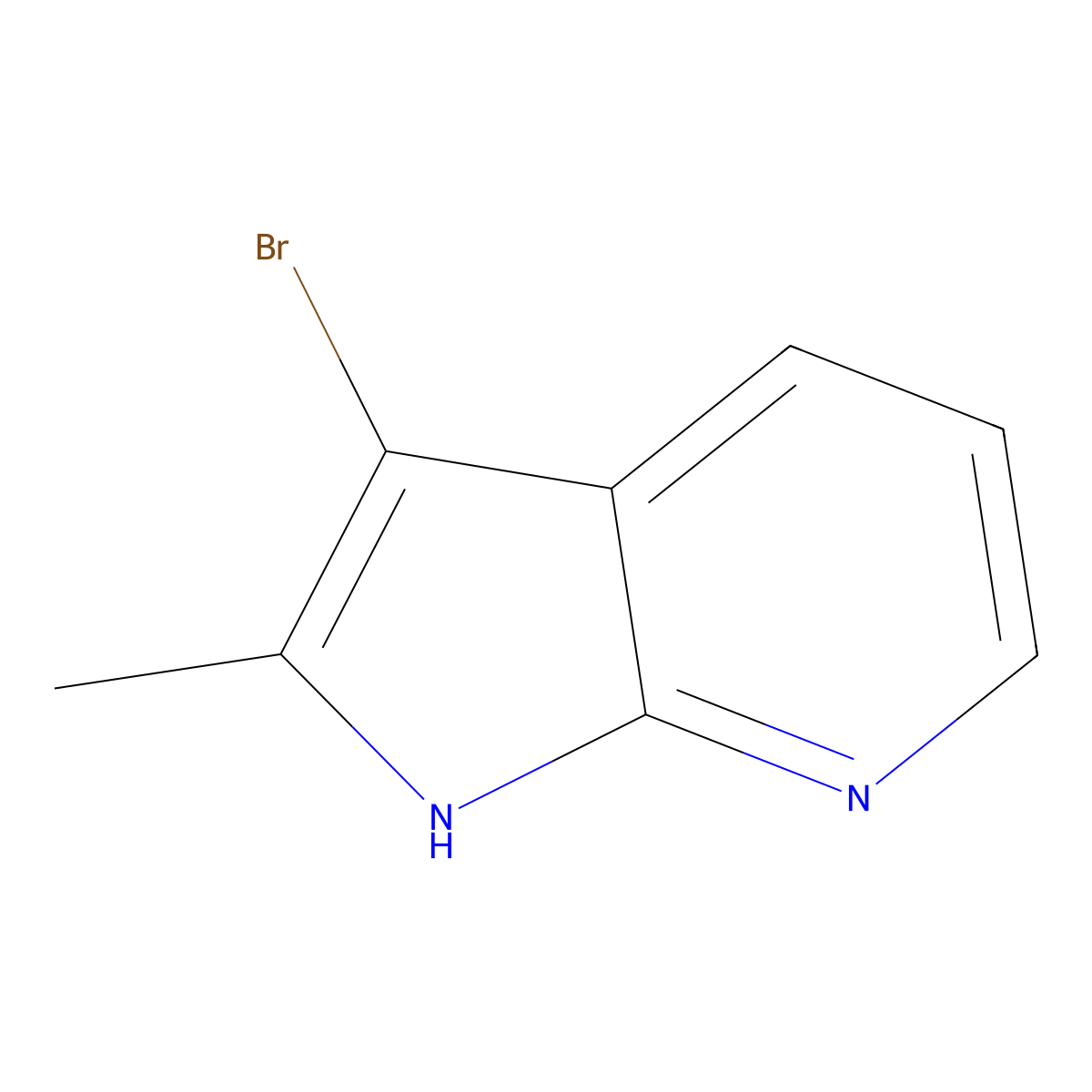 3-Bromo-2-methyl-1H-pyrrolo(2,3-b)pyridine molecular structure, CAS 145934-58-3