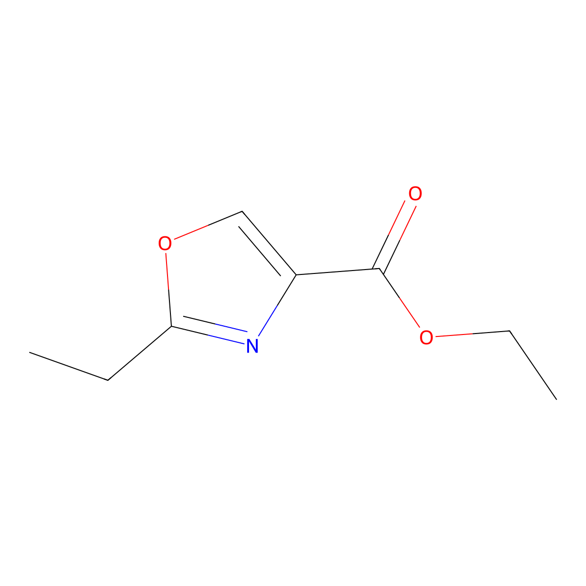 Ethyl 2-ethyl-1,3-oxazole-4-carboxylate molecular structure, CAS 145936-64-7