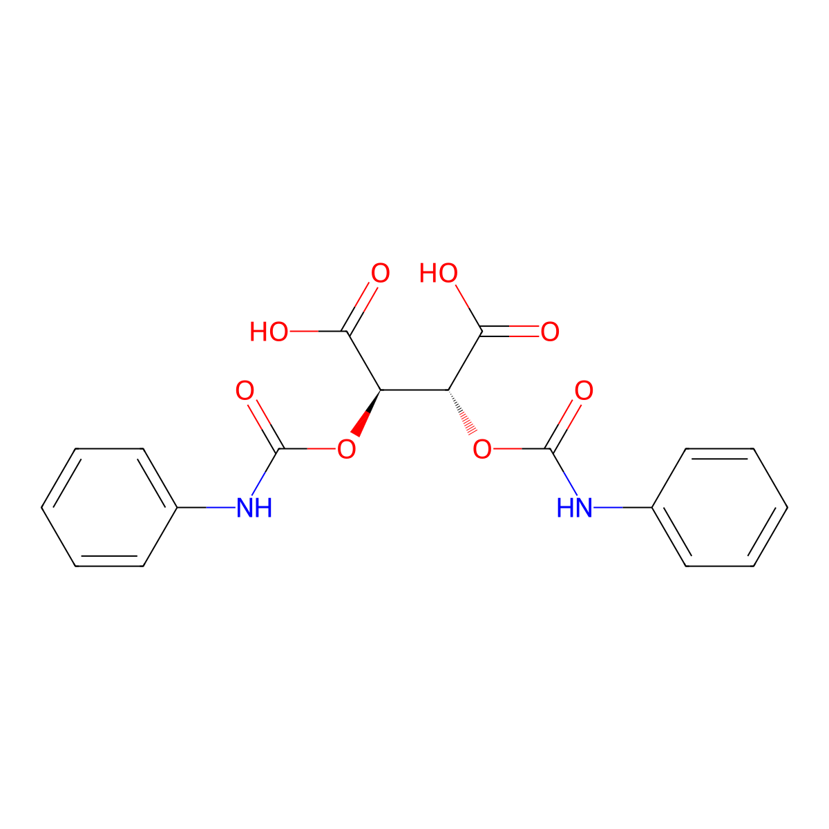 2-O,3-O-Bis(phenylcarbamoyl)-L-tartaric acid molecular structure, CAS 145943-92-6