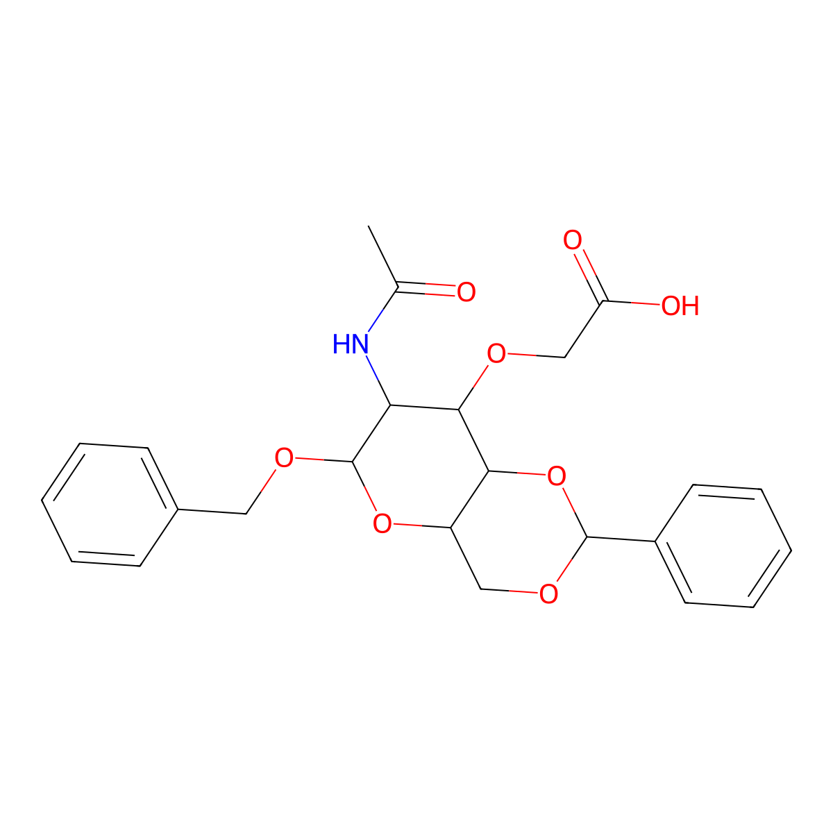 alpha-Normuramic acid, N-acetyl-1-O-(phenylmethyl)-4,6-O-(phenylmethylene)-(9CI) molecular structure, CAS 14595-22-3