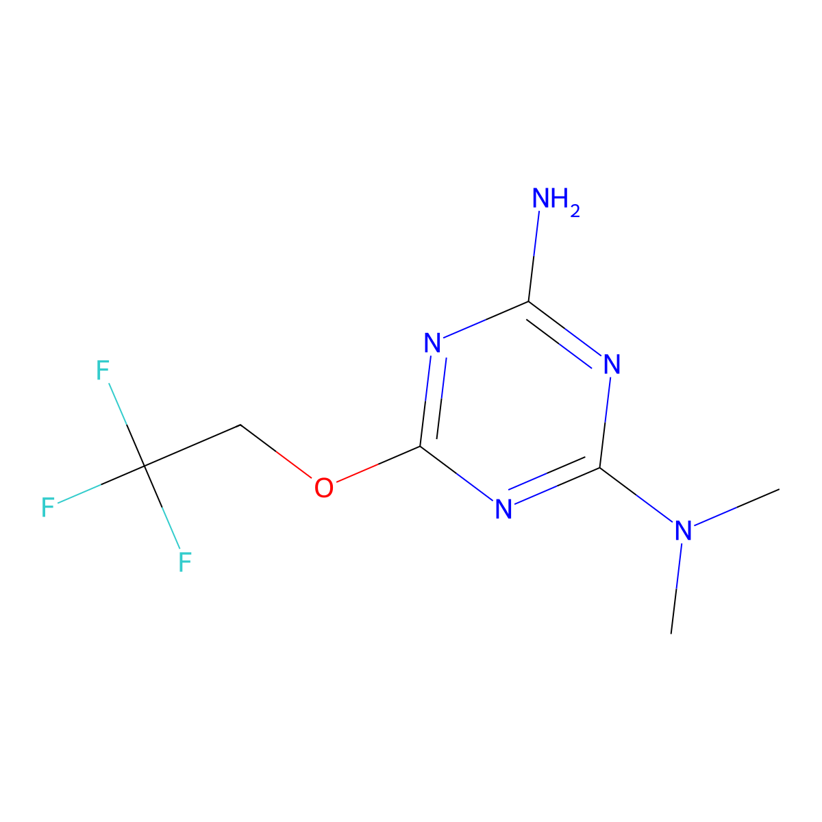 1,3,5-Triazine-2,4-diamine, N2,N2-dimethyl-6-(2,2,2-trifluoroethoxy)- molecular structure, CAS 145963-84-4