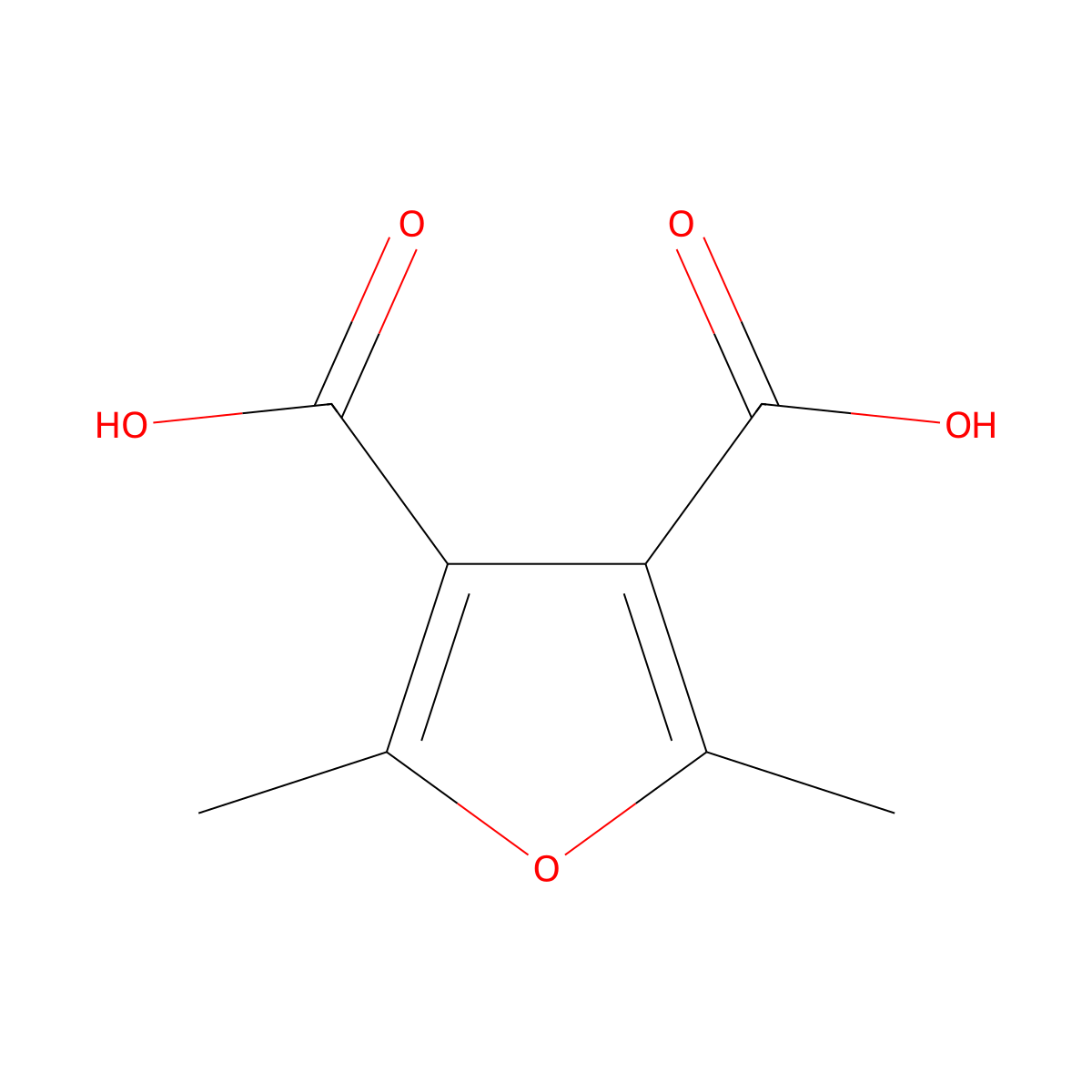2,5-Dimethyl-3,4-furandicarboxylic acid molecular structure, CAS 14597-13-8