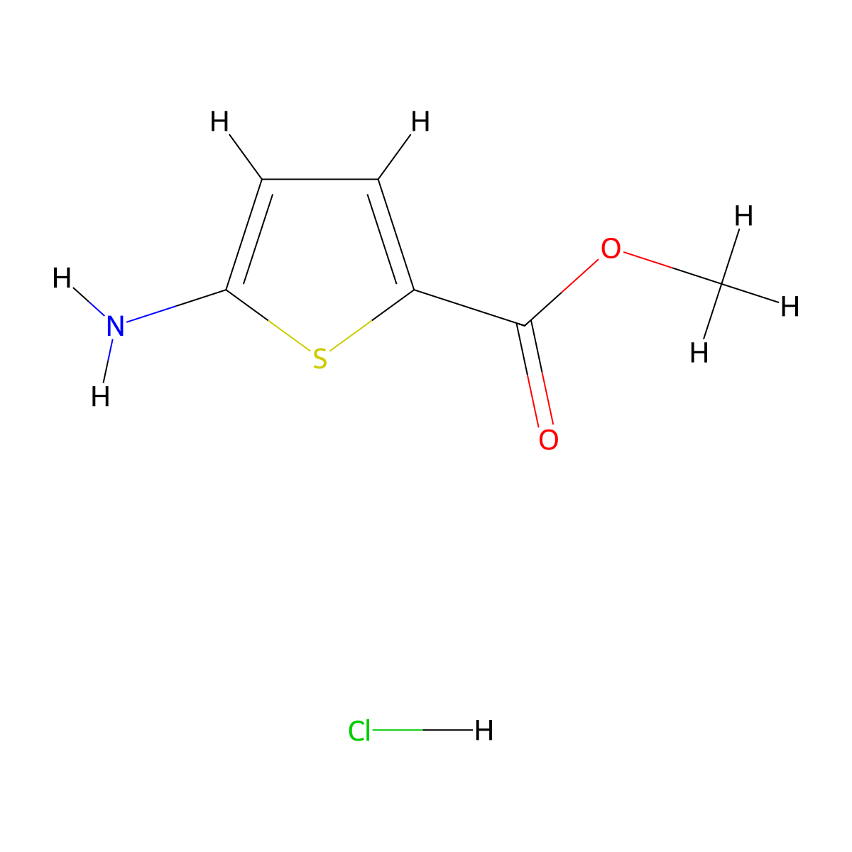 Methyl 5-aminothiophene-2-carboxylate hydrochloride molecular structure, CAS 14597-57-0