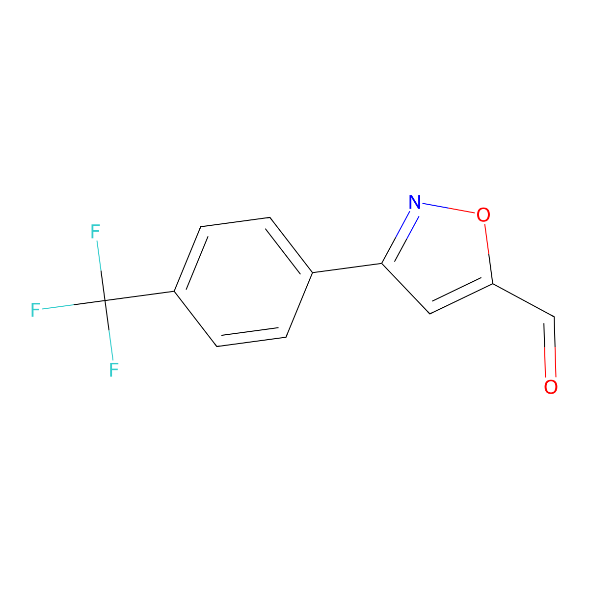3-(4-(Trifluoromethyl)phenyl)isoxazole-5-carbaldehyde molecular structure, CAS 1459742-08-5
