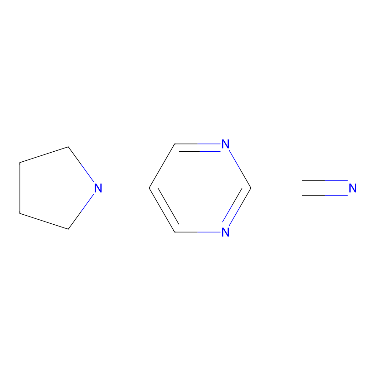 5-(Pyrrolidin-1-yl)pyrimidine-2-carbonitrile molecular structure, CAS 1459749-01-9