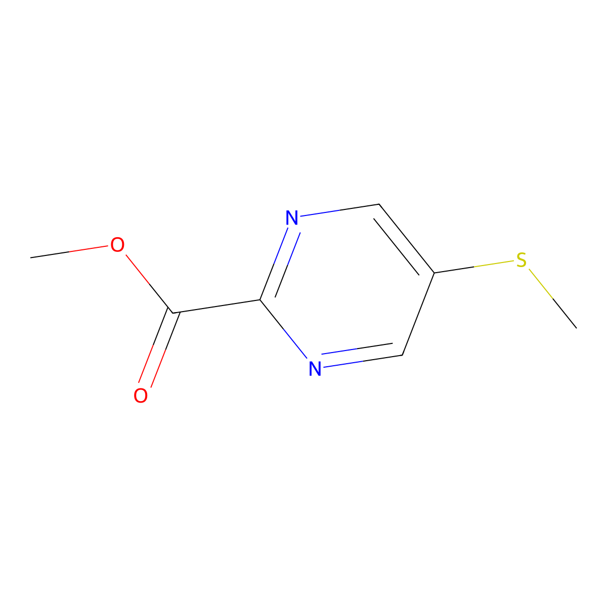 Methyl 5-(methylthio)pyrimidine-2-carboxylate molecular structure, CAS 1459749-04-2