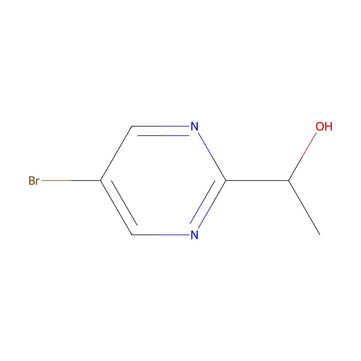 1-(5-Bromopyrimidin-2-yl)ethan-1-ol molecular structure, CAS 1459771-55-1