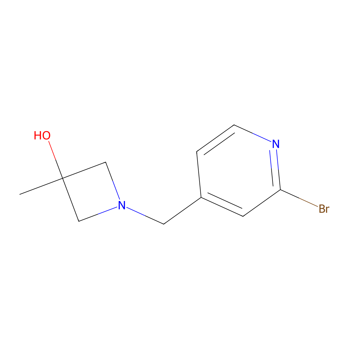 1-[(2-Bromo-4-pyridinyl)methyl]-3-methyl-3-azetidinol molecular structure, CAS 1459771-88-0