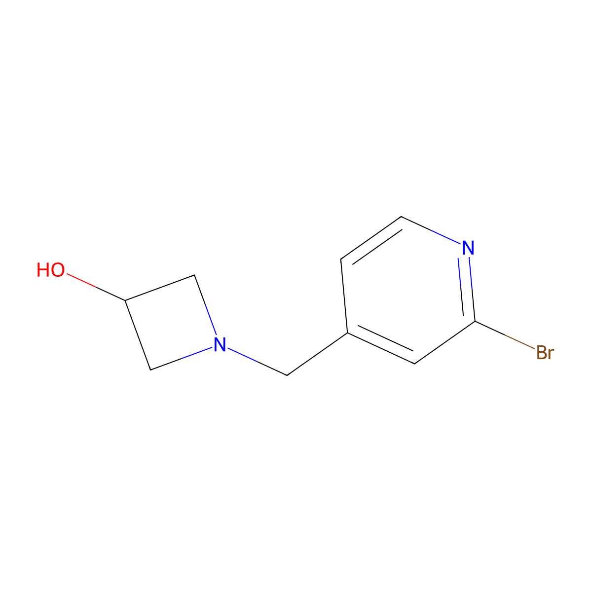 3-Azetidinol, 1-[(2-bromo-4-pyridinyl)methyl]- molecular structure, CAS 1459771-90-4
