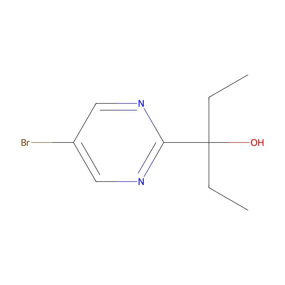 3-(5-Bromopyrimidin-2-yl)pentan-3-ol molecular structure, CAS 1459772-39-4