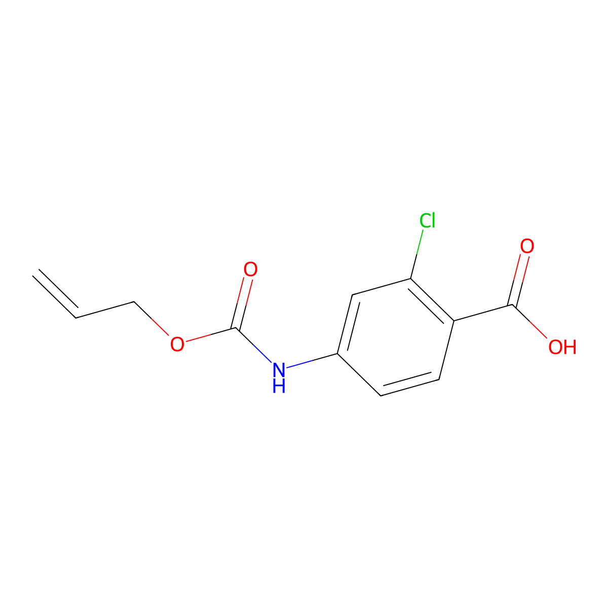 2-Chloro-4-{[(prop-2-en-1-yloxy)carbonyl]amino}benzoic acid molecular structure, CAS 1459792-73-4