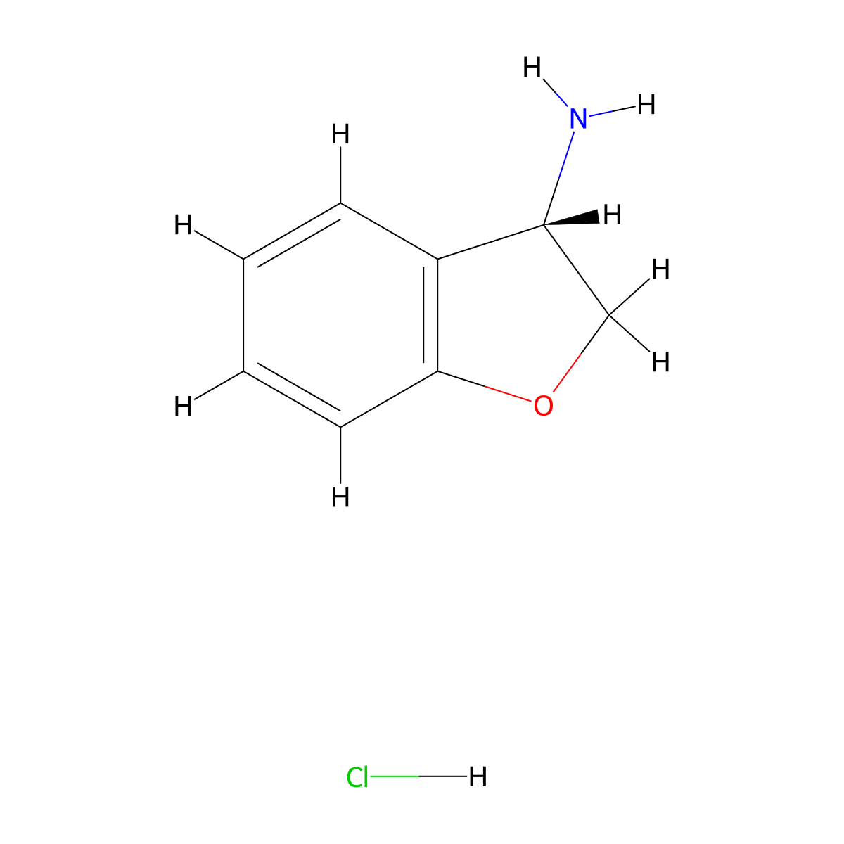 (3S)-2,3-dihydro-1-benzofuran-3-amine hydrochloride molecular structure, CAS 1459793-02-2