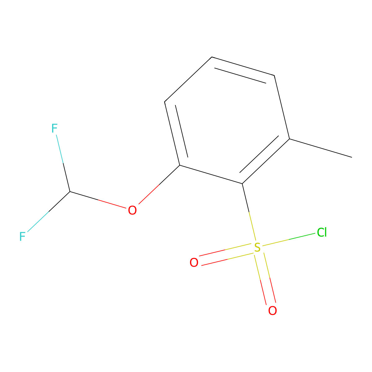 2-(Difluoromethoxy)-6-methylbenzene-1-sulfonyl chloride molecular structure, CAS 145980-60-5