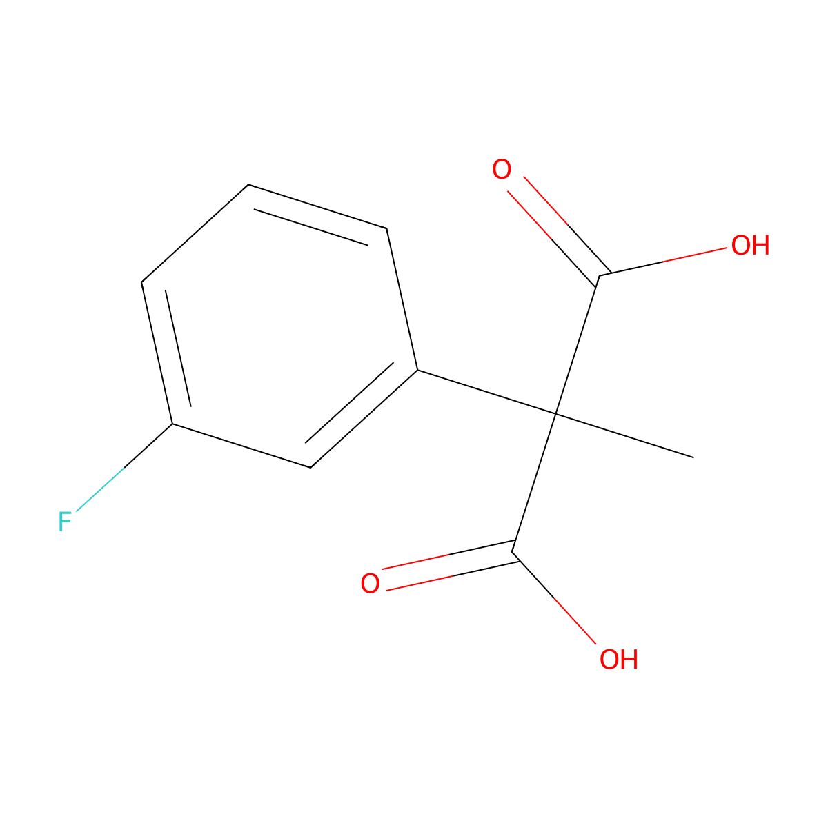 2-(3-Fluorophenyl)-2-methylpropanedioic acid molecular structure, CAS 145983-05-7