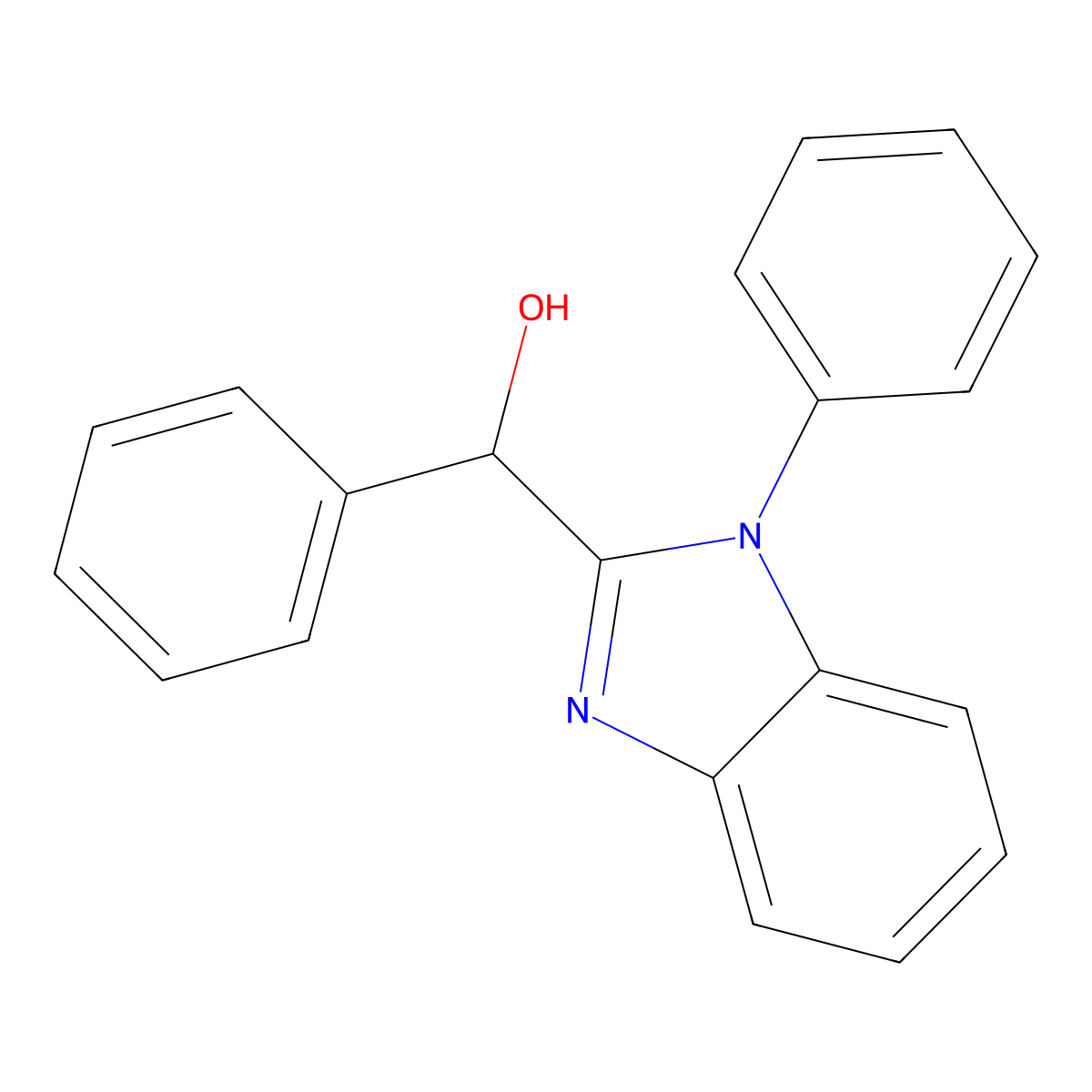 Phenyl-(1-phenylbenzimidazol-2-yl)methanol molecular structure, CAS 14599-34-9