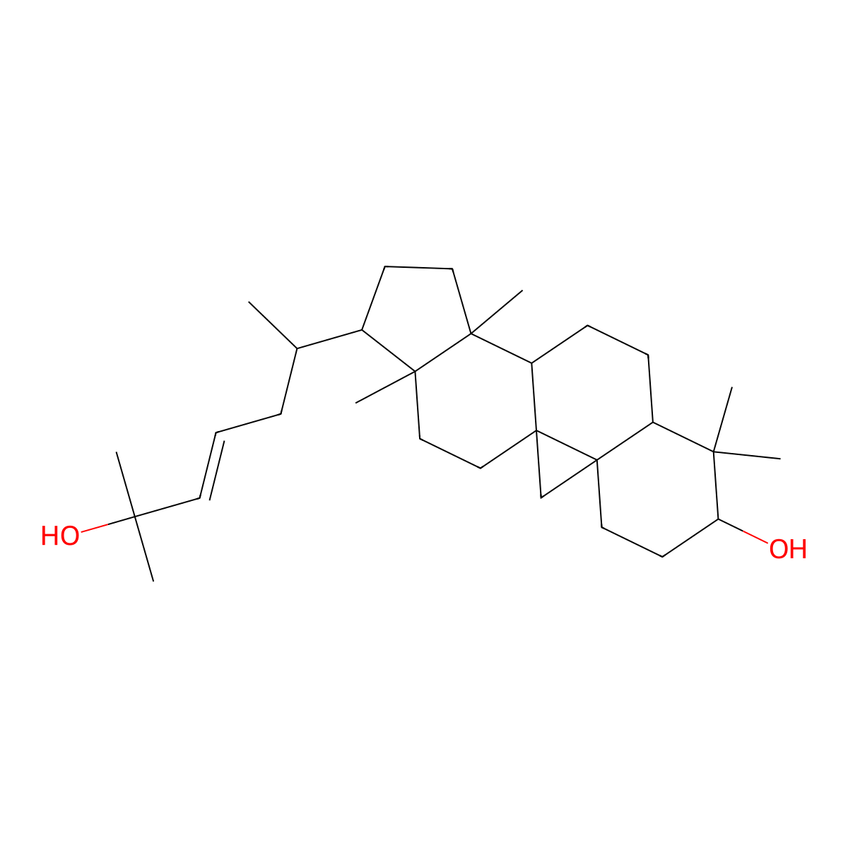 Cycloart-23-ene-3beta,25-diol molecular structure, CAS 14599-48-5
