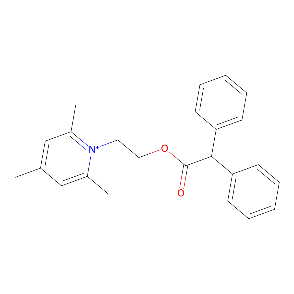 1-(2-(2,2-Diphenylacetoxy)ethyl)-2,4,6-trimethylpyridin-1-ium molecular structure, CAS 145998-30-7