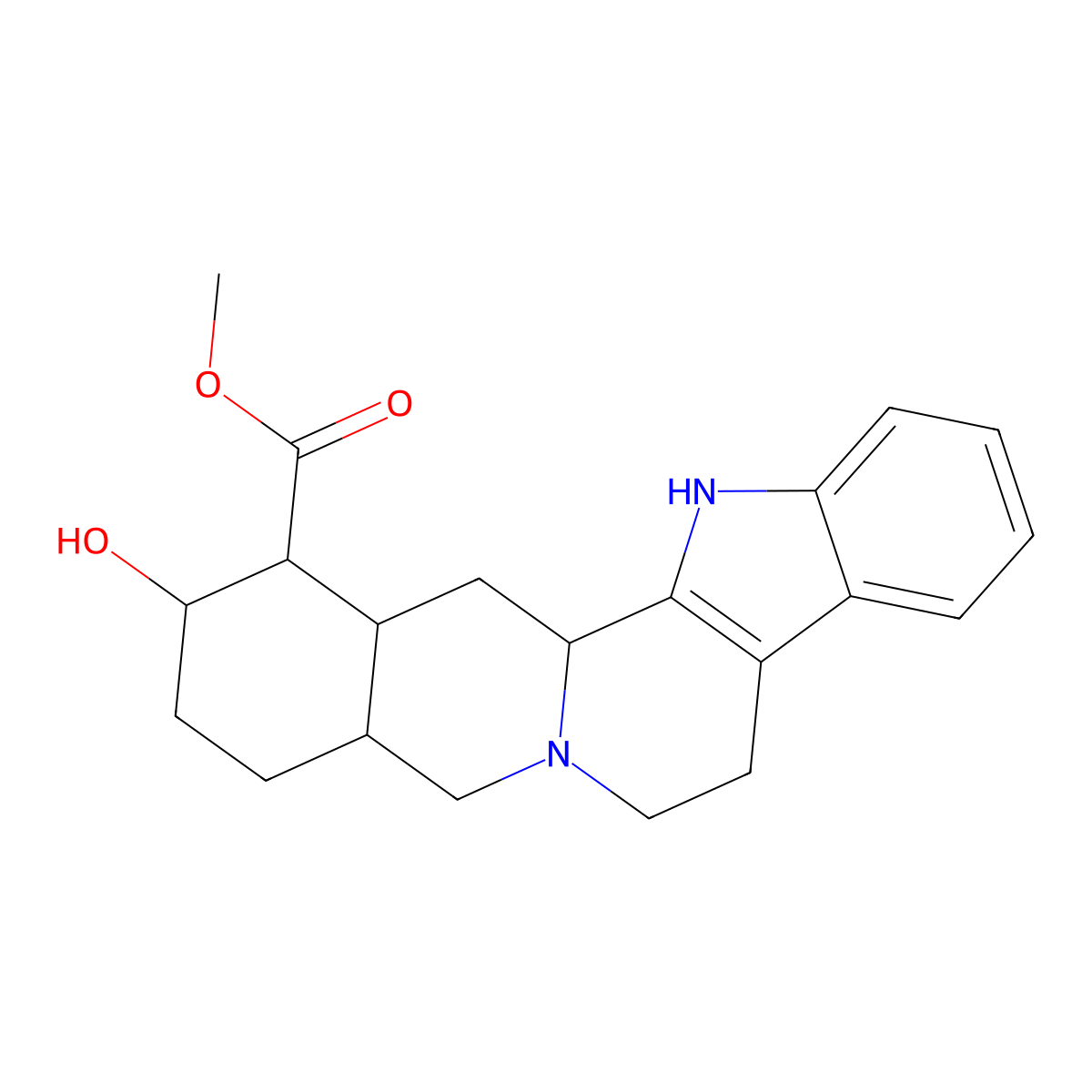 Yohimbine molecular structure, CAS 146-48-5