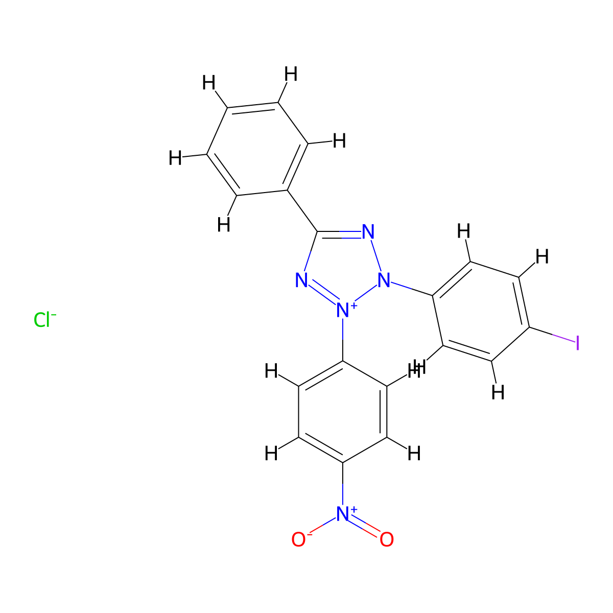 Iodonitrotetrazolium violet molecular structure, CAS 146-68-9
