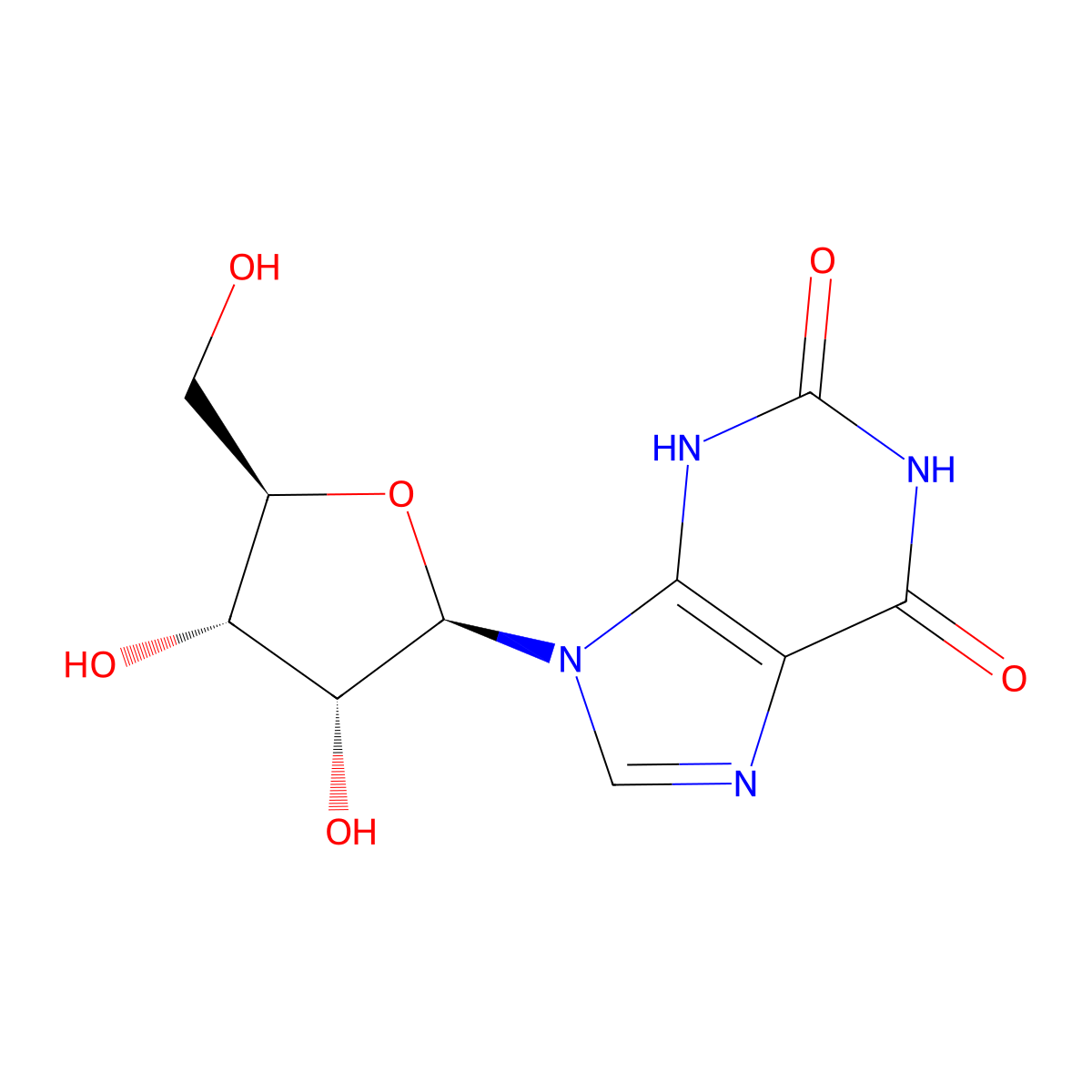 Xanthosine molecular structure, CAS 146-80-5