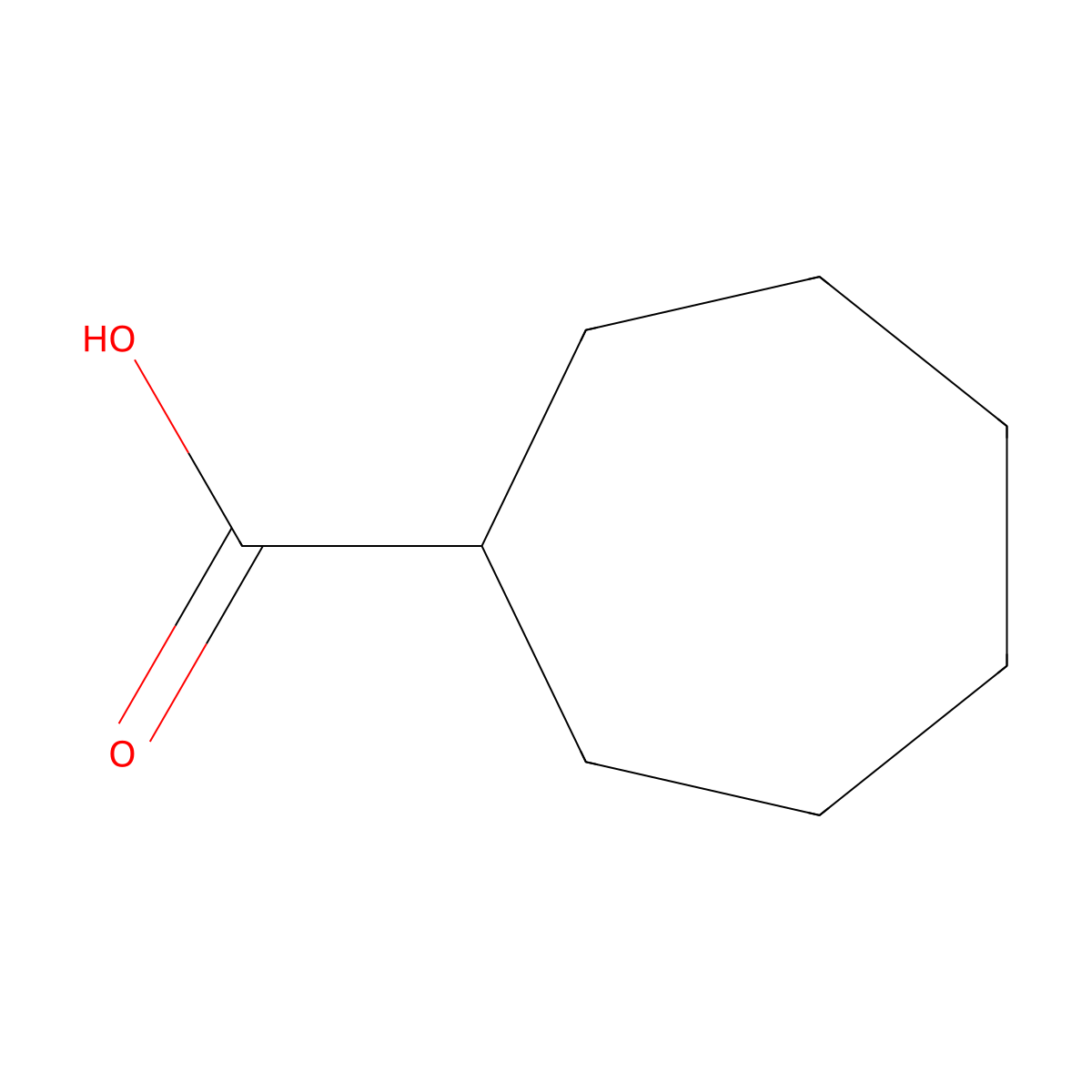 Cycloheptanecarboxylic acid molecular structure, CAS 1460-16-8