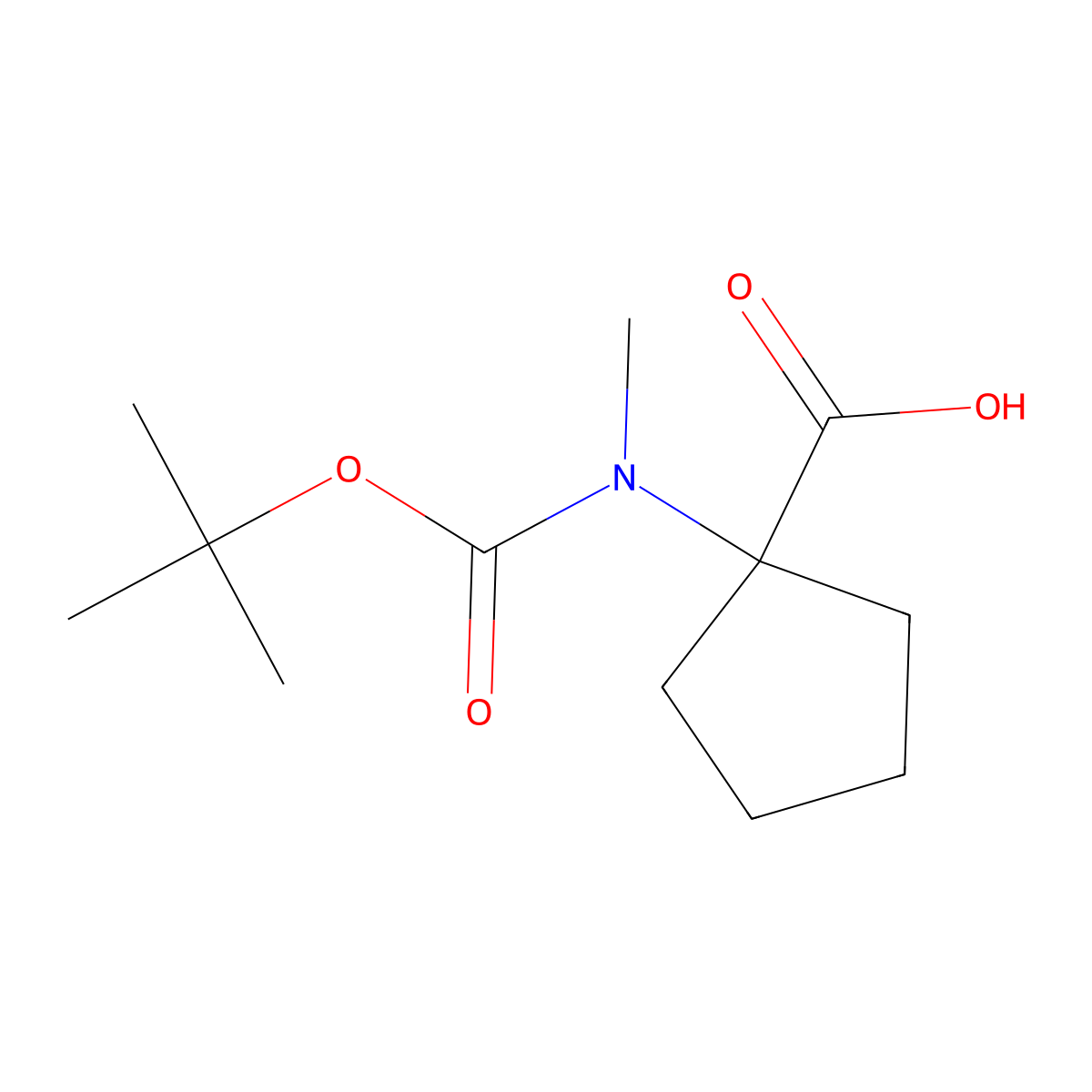 1-(((Tert-butoxy)carbonyl)(methyl)amino)cyclopentane-1-carboxylic acid molecular structure, CAS 146000-38-6