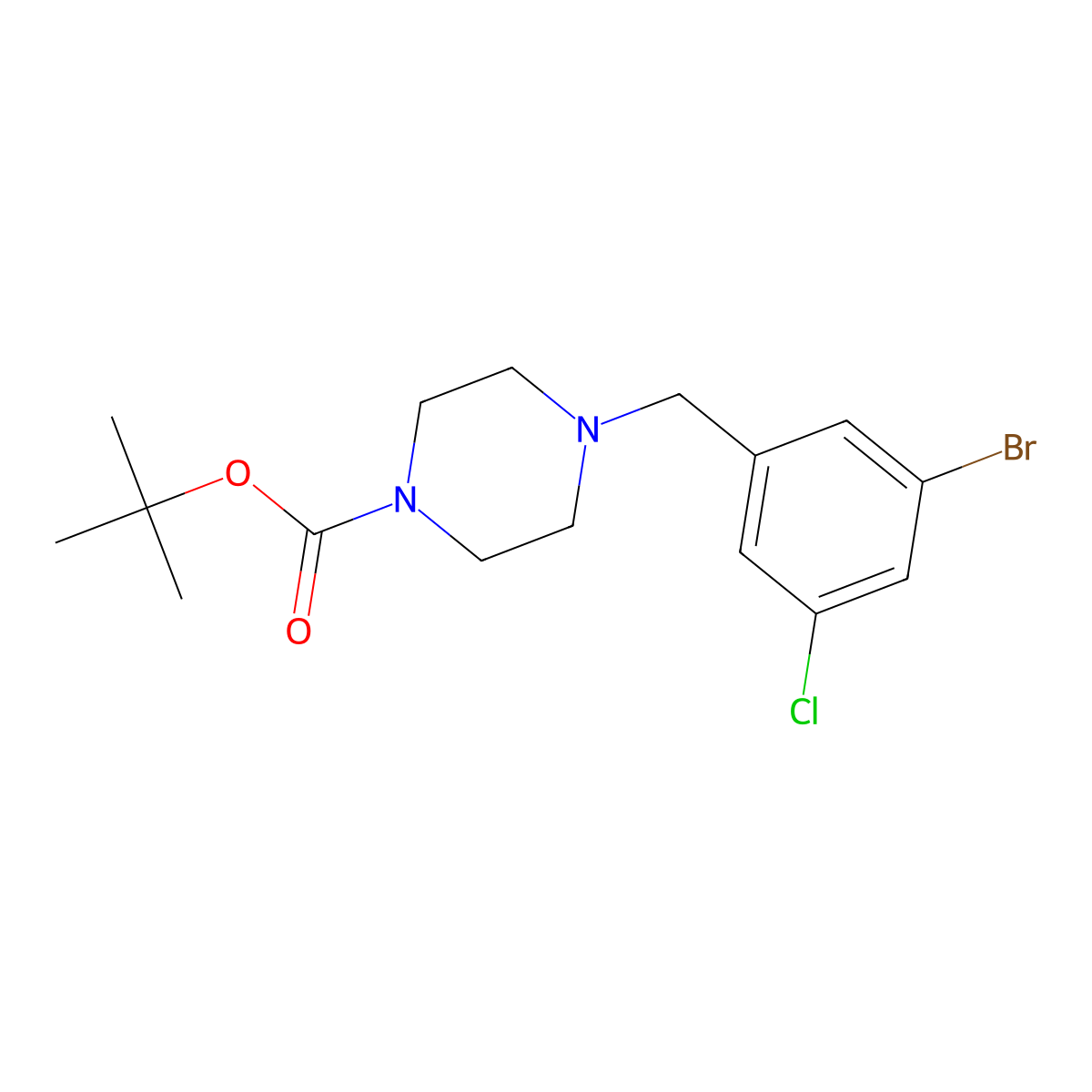 Tert-butyl 4-(3-bromo-5-chlorobenzyl)piperazine-1-carboxylate molecular structure, CAS 1460033-73-1