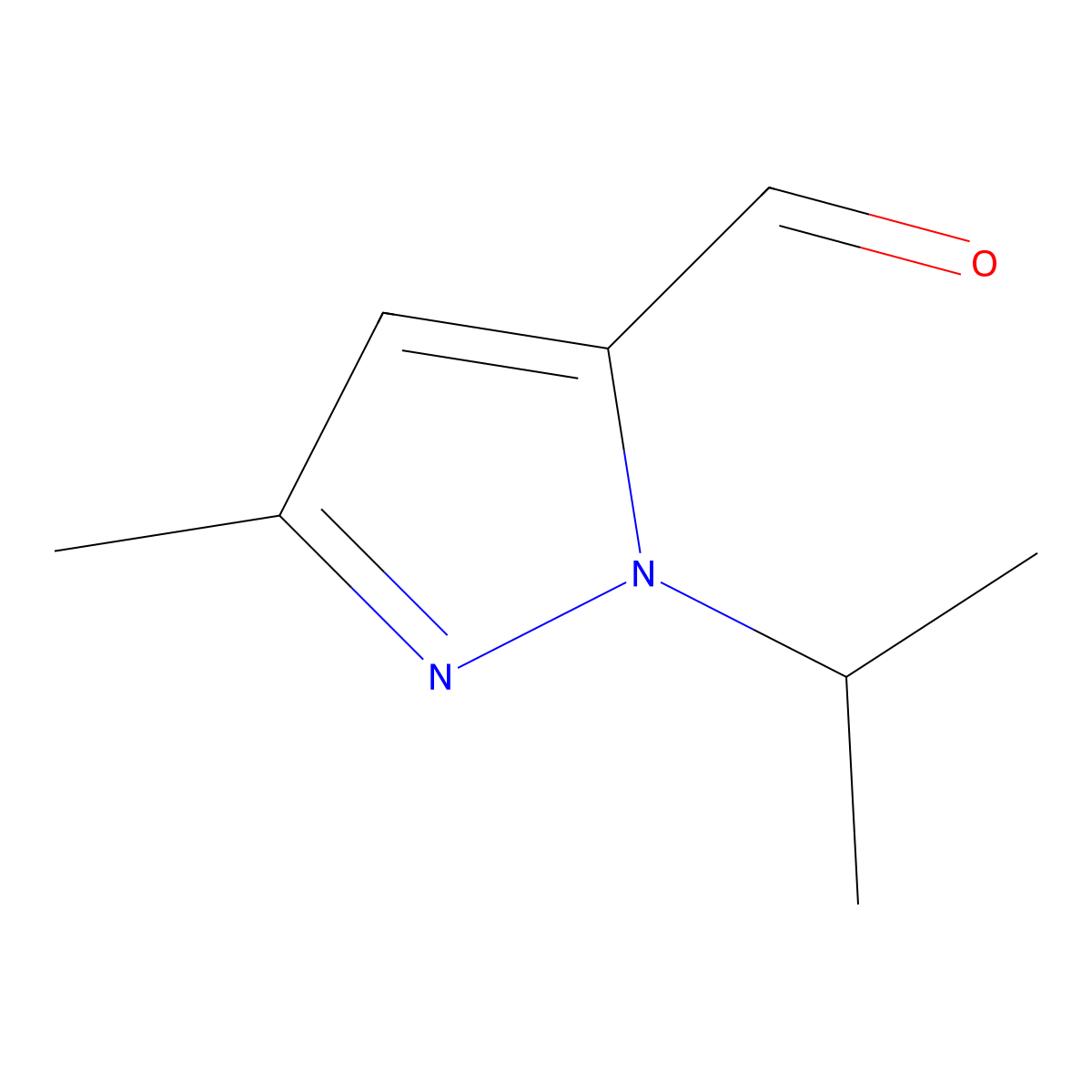 3-methyl-1-(propan-2-yl)-1H-pyrazole-5-carbaldehyde molecular structure, CAS 1460034-43-8