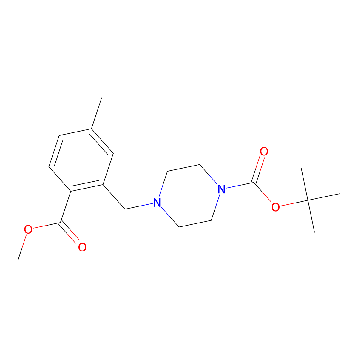 Tert-butyl 4-[[2-(methoxycarbonyl)-5-methylphenyl]methyl]piperazine-1-carboxylate molecular structure, CAS 1460037-29-9