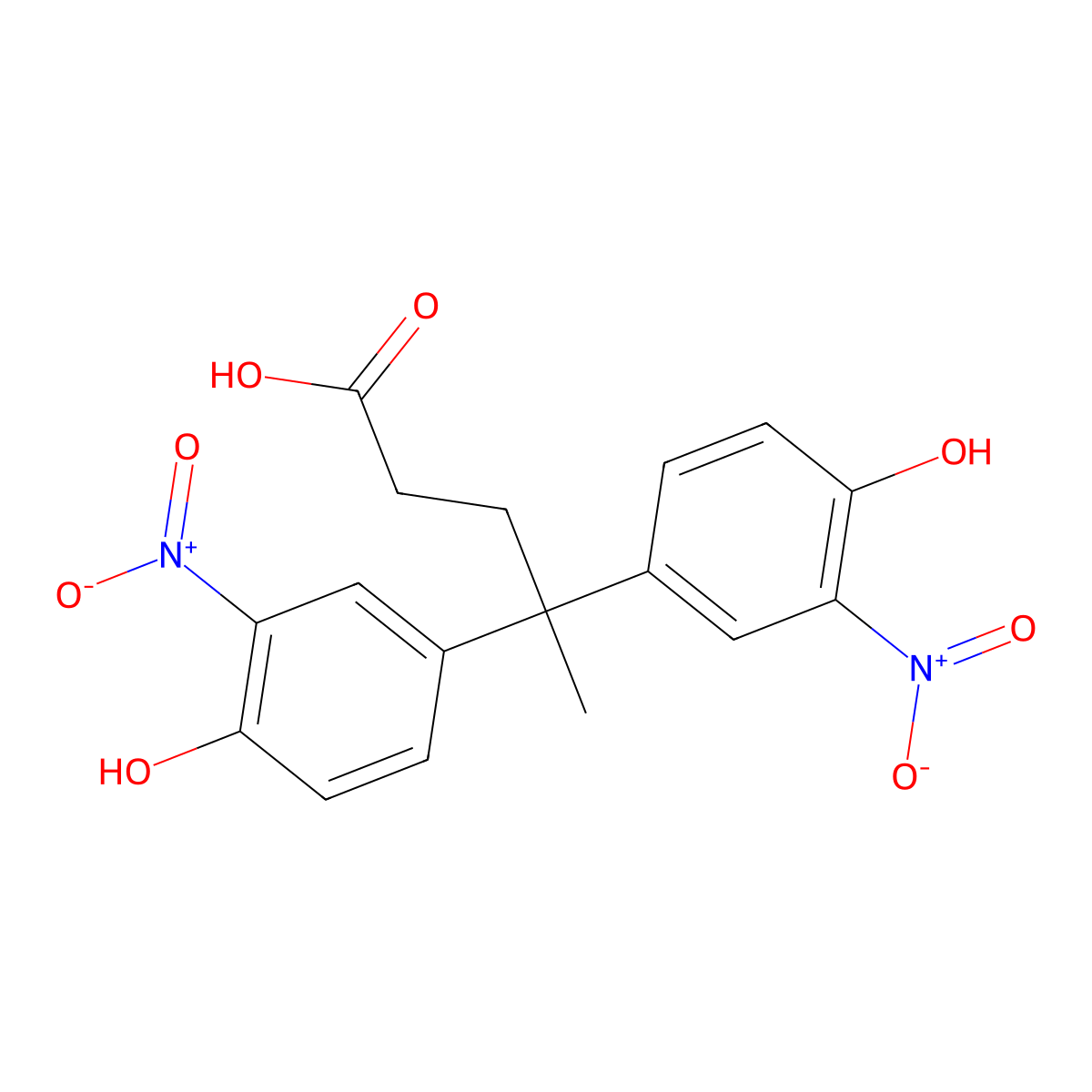 4,4-Bis-(4-hydroxy-3-nitrophenyl)-valeric acid molecular structure, CAS 14601-82-2
