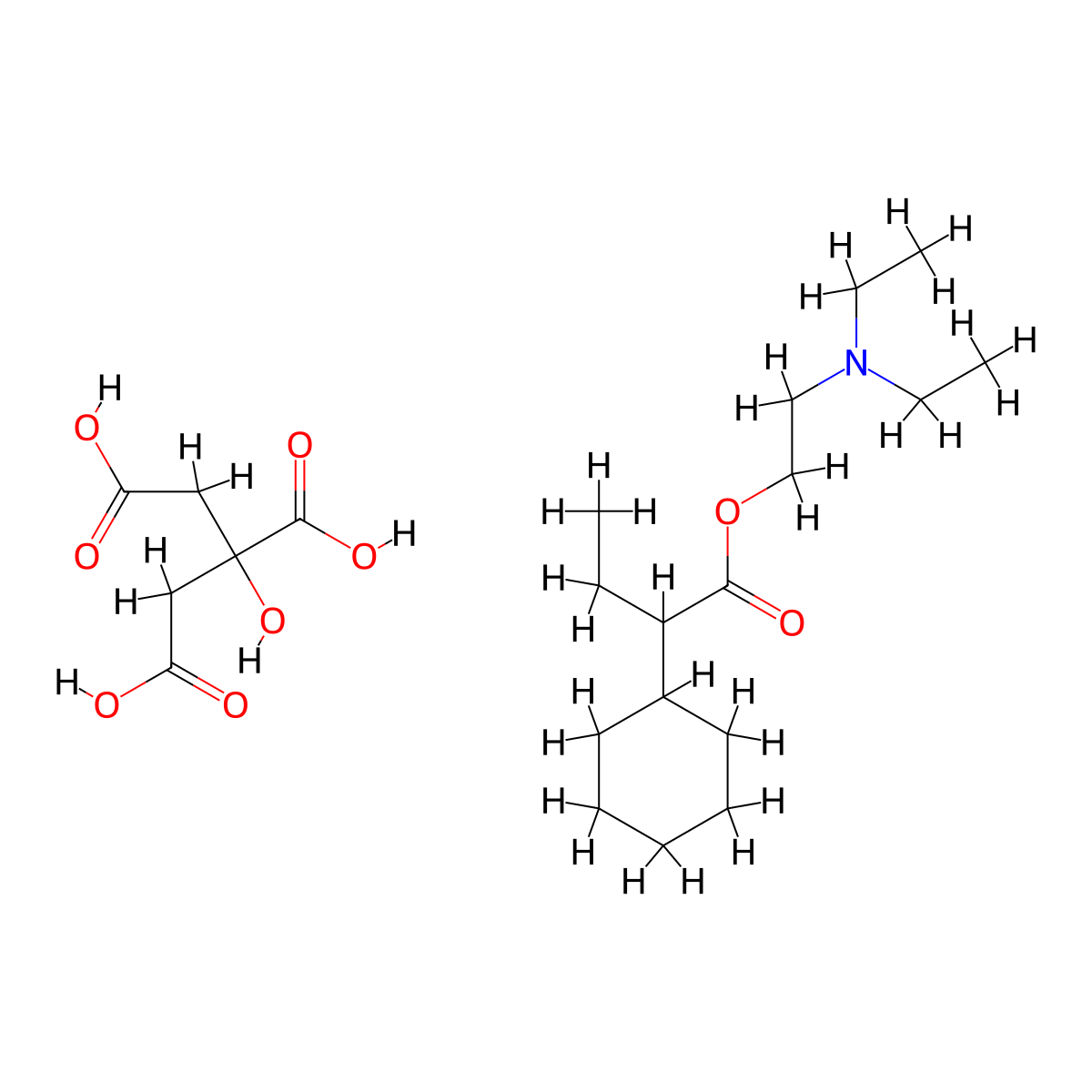 Hexetylamine citrate molecular structure, CAS 14601-95-7
