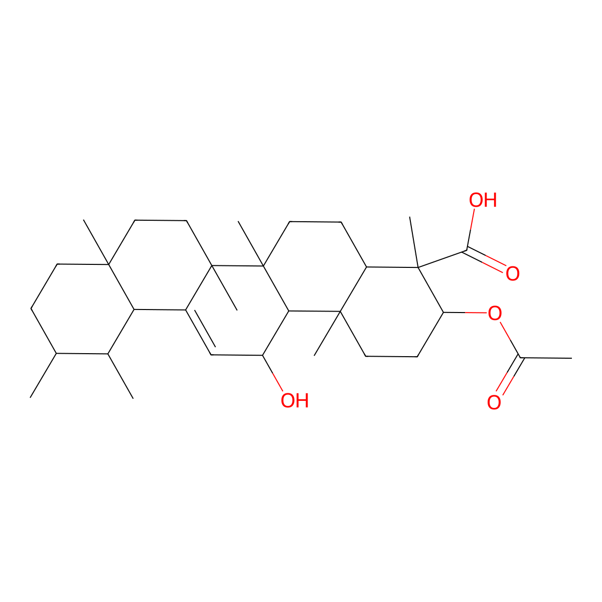 3-O-acetyl-11-hydroxy-beta-boswellic acid molecular structure, CAS 146019-25-2
