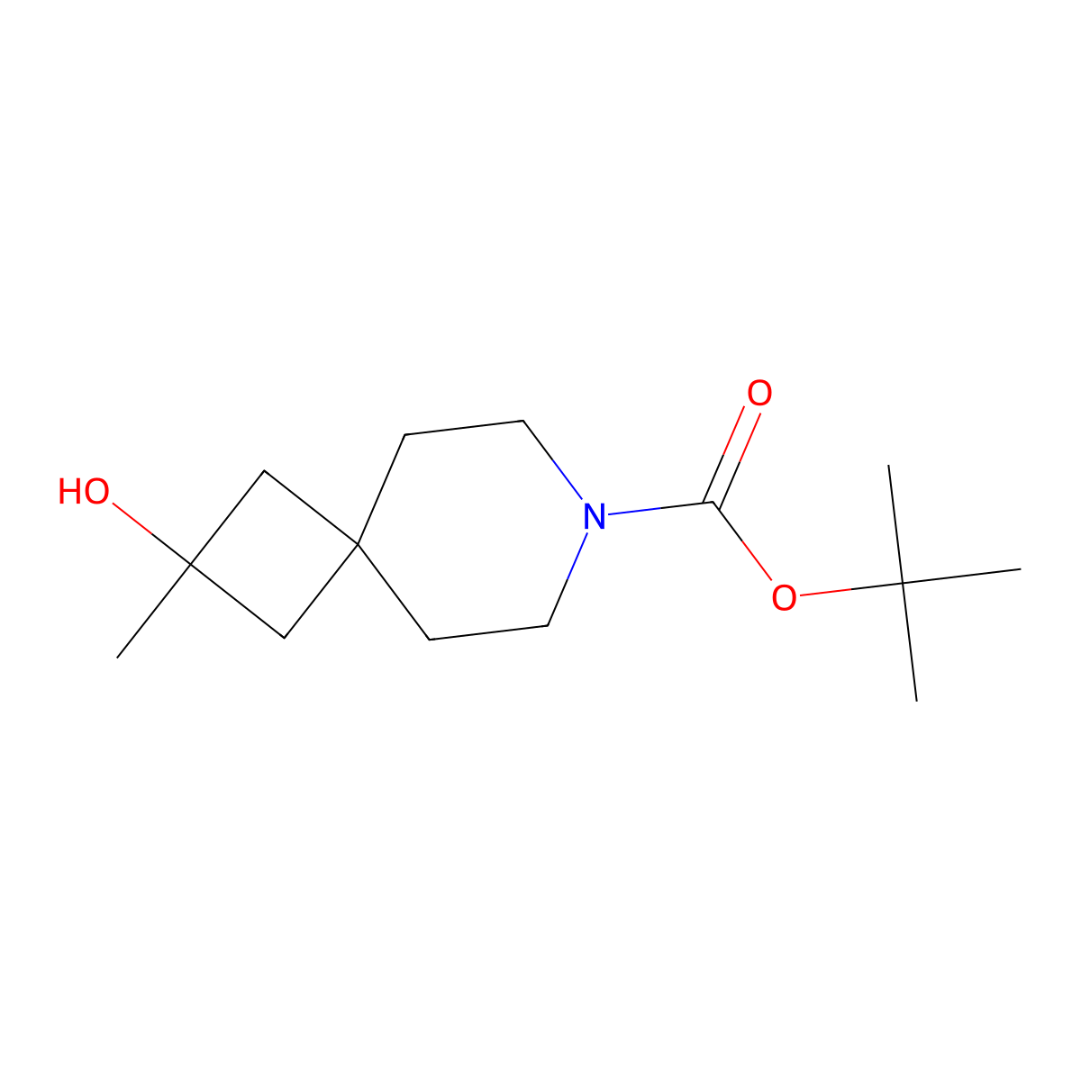Tert-butyl 2-hydroxy-2-methyl-7-azaspiro[3.5]nonane-7-carboxylate molecular structure, CAS 1460229-95-1