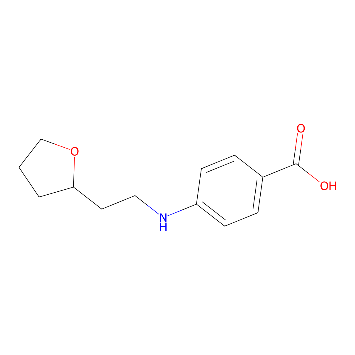 4-{[2-(Oxolan-2-yl)ethyl]amino}benzoic acid molecular structure, CAS 1460254-85-6