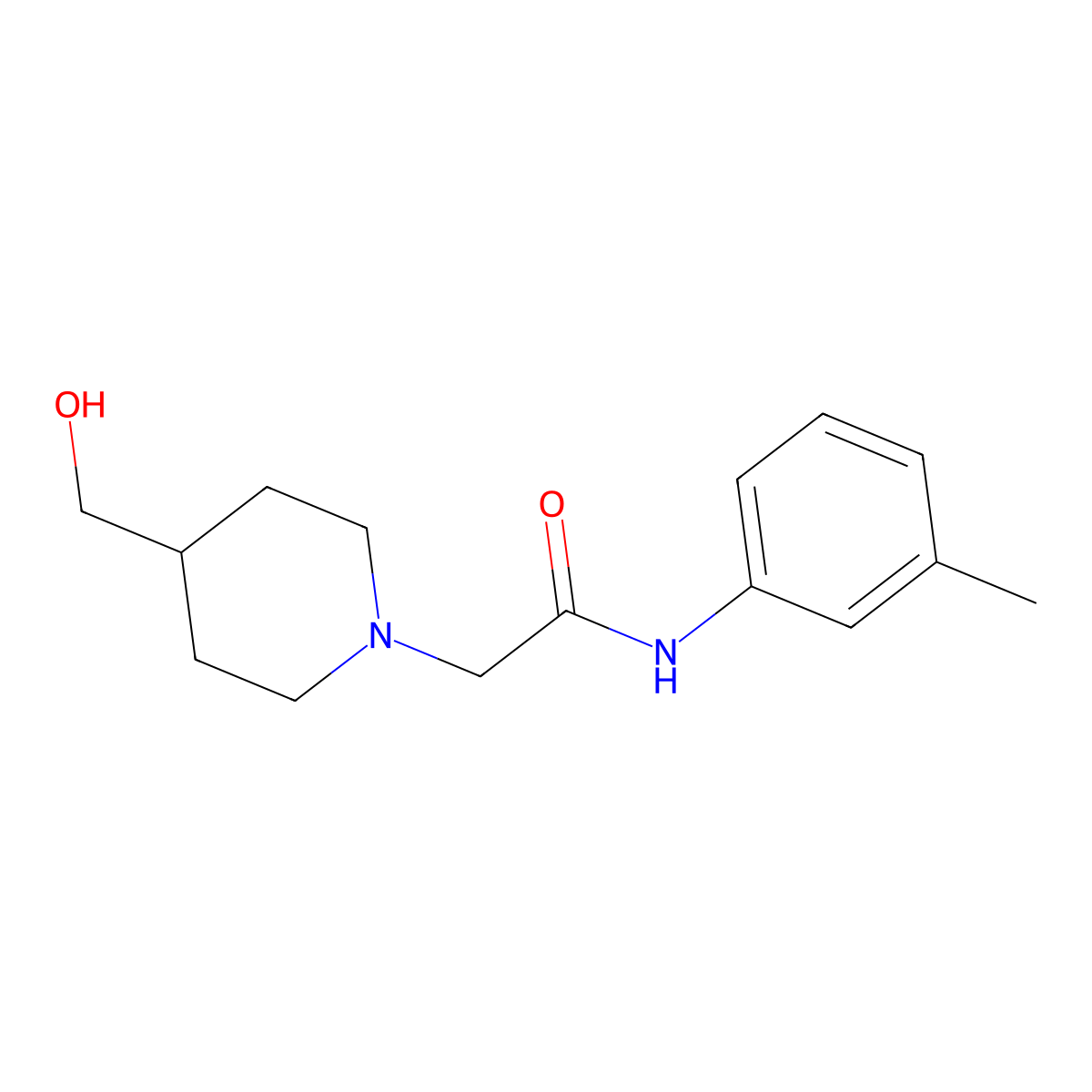 2-[4-(hydroxymethyl)piperidin-1-yl]-N-(3-methylphenyl)acetamide molecular structure, CAS 1460261-33-9