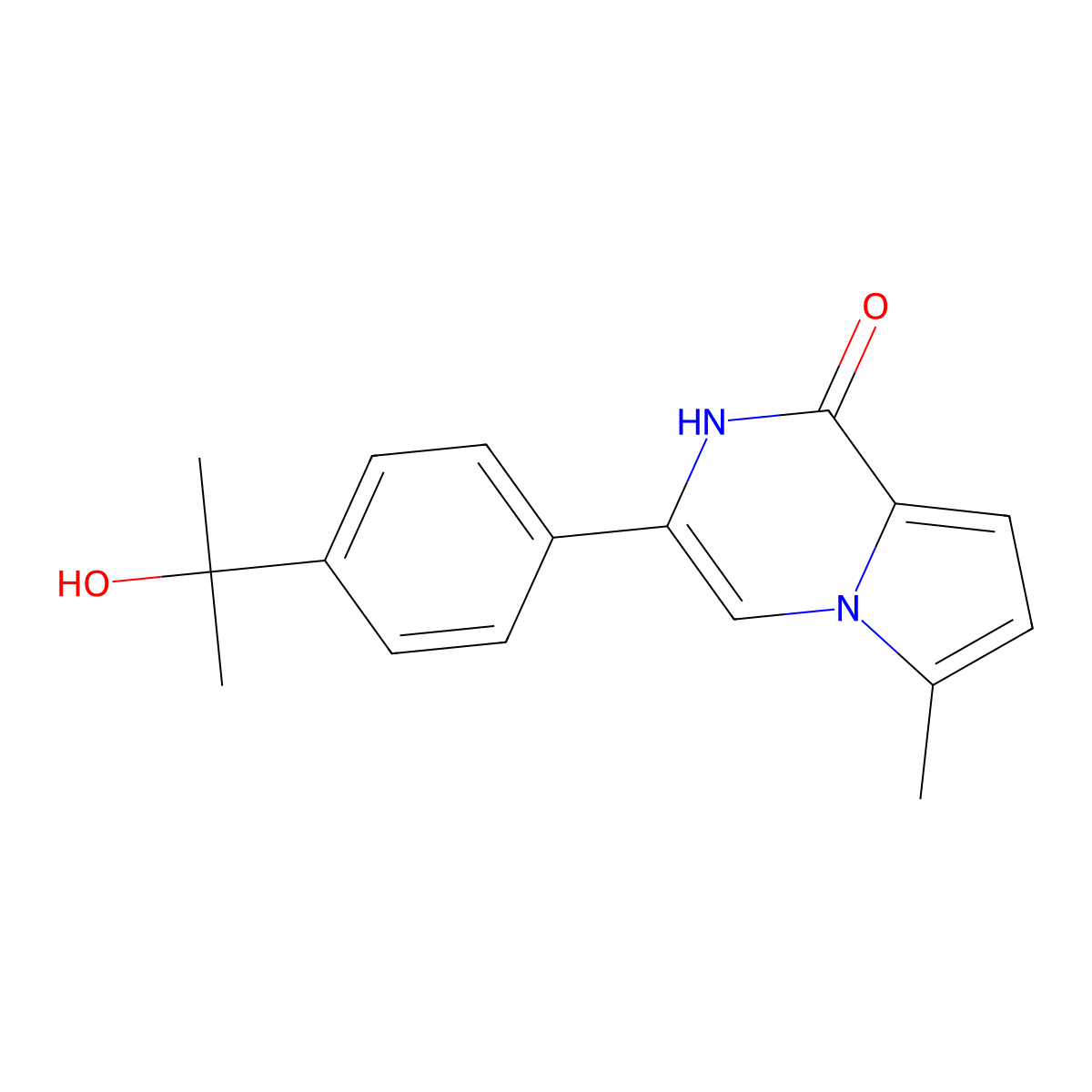 3-(4-(2-Hydroxypropan-2-yl)phenyl)-6-methylpyrrolo[1,2-a]pyrazin-1(2H)-one molecular structure, CAS 1460286-21-8