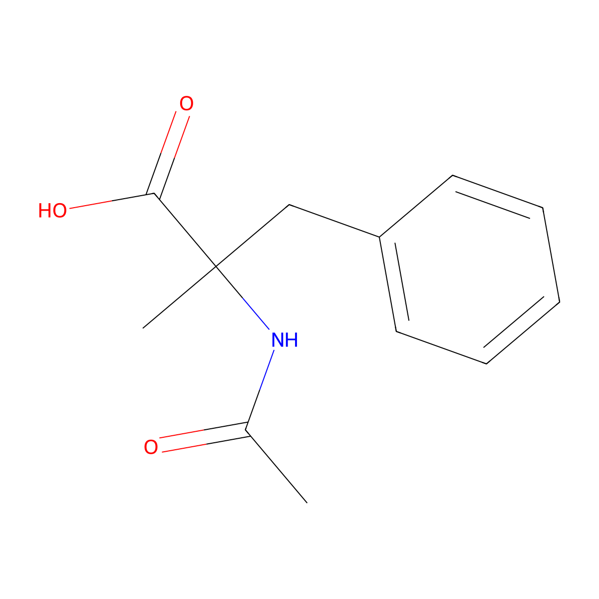 2-Acetamido-2-methyl-3-phenylpropanoic acid molecular structure, CAS 14603-94-2