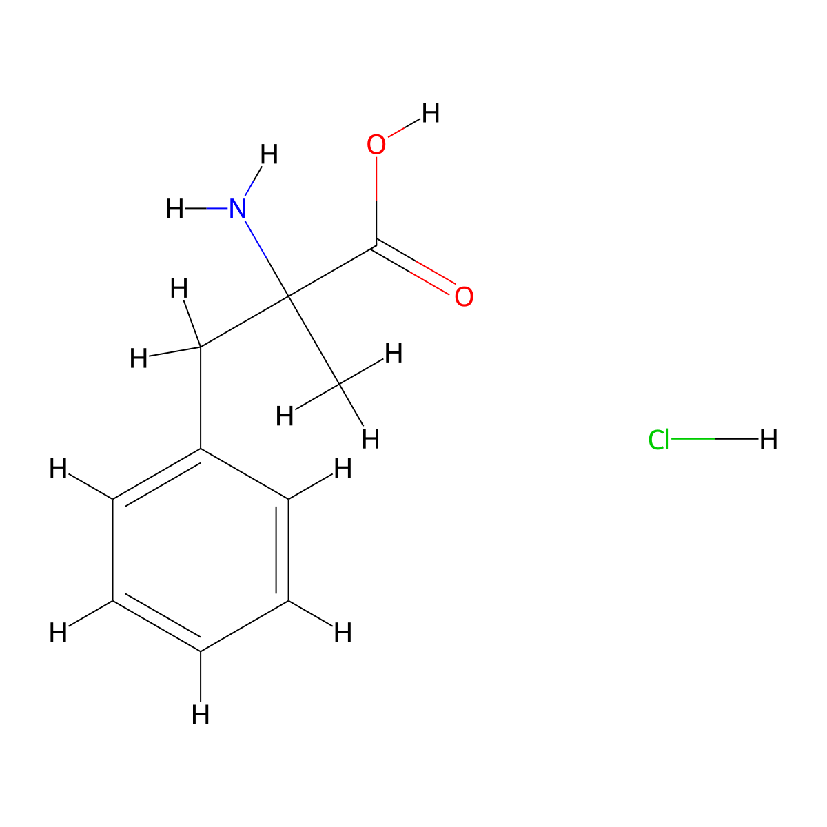 2-Amino-2-methyl-3-phenylpropanoic acid hydrochloride molecular structure, CAS 14603-95-3