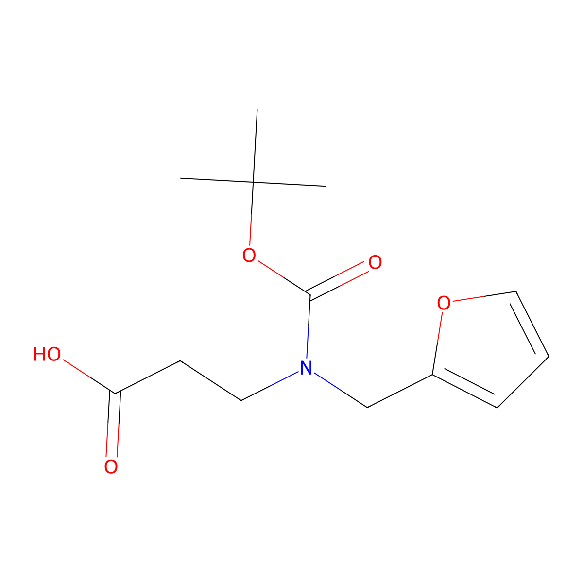 3-{[(Tert-butoxy)carbonyl][(furan-2-yl)methyl]amino}propanoic acid molecular structure, CAS 146033-29-6