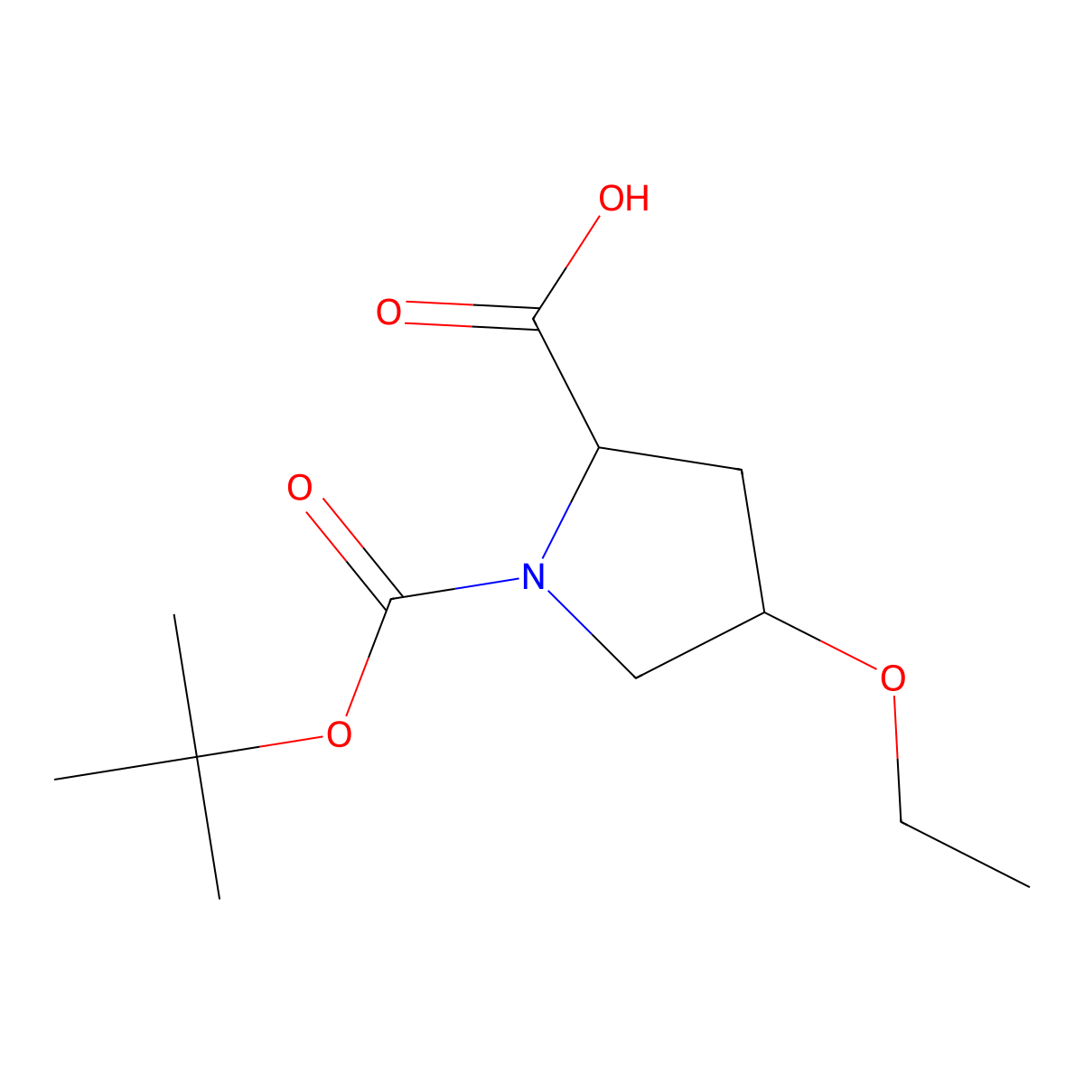 (2S,4R)-1-((tert-butoxy)carbonyl)-4-ethoxypyrrolidine-2-carboxylic acid molecular structure, CAS 146060-18-6
