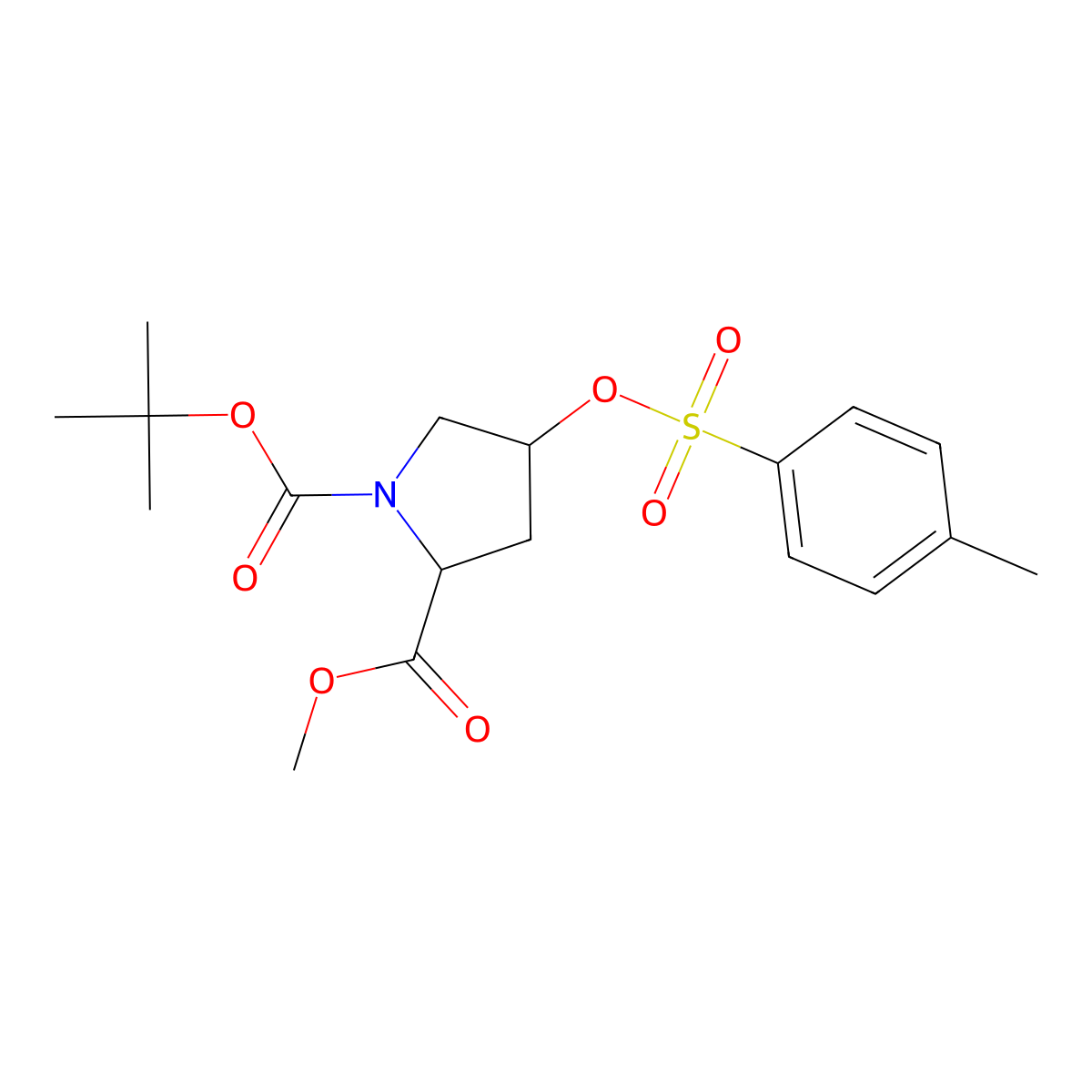 1-(Tert-butyl) 2-methyl (2S,4S)-4-(tosyloxy)pyrrolidine-1,2-dicarboxylate molecular structure, CAS 146060-25-5