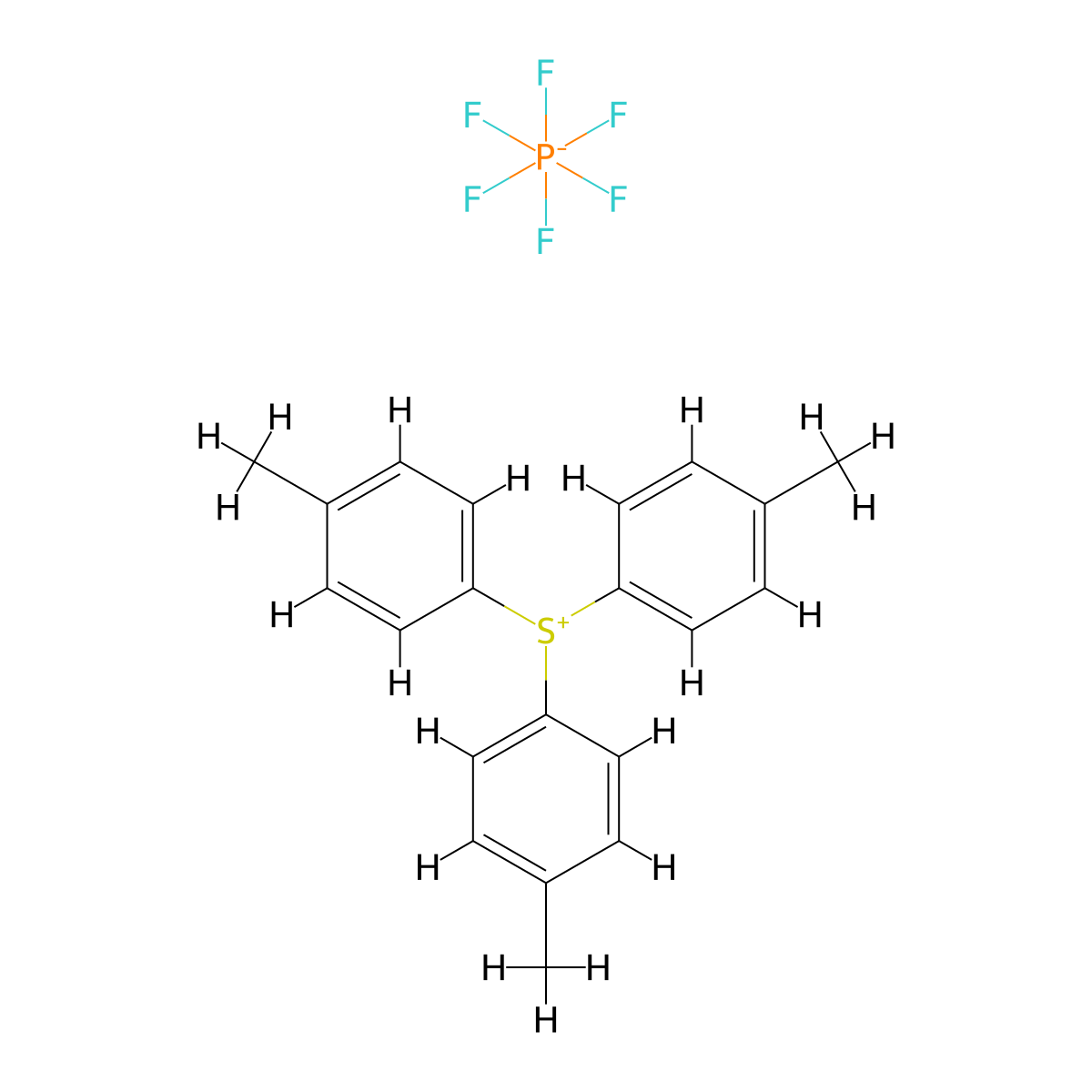 Tri-p-tolylsulfonium Hexafluorophosphate molecular structure, CAS 146062-15-9