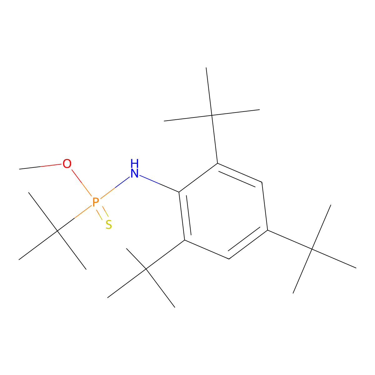 2,4,6-tritert-butyl-N-[tert-butyl(methoxy)phosphinothioyl]aniline molecular structure, CAS 146065-30-7