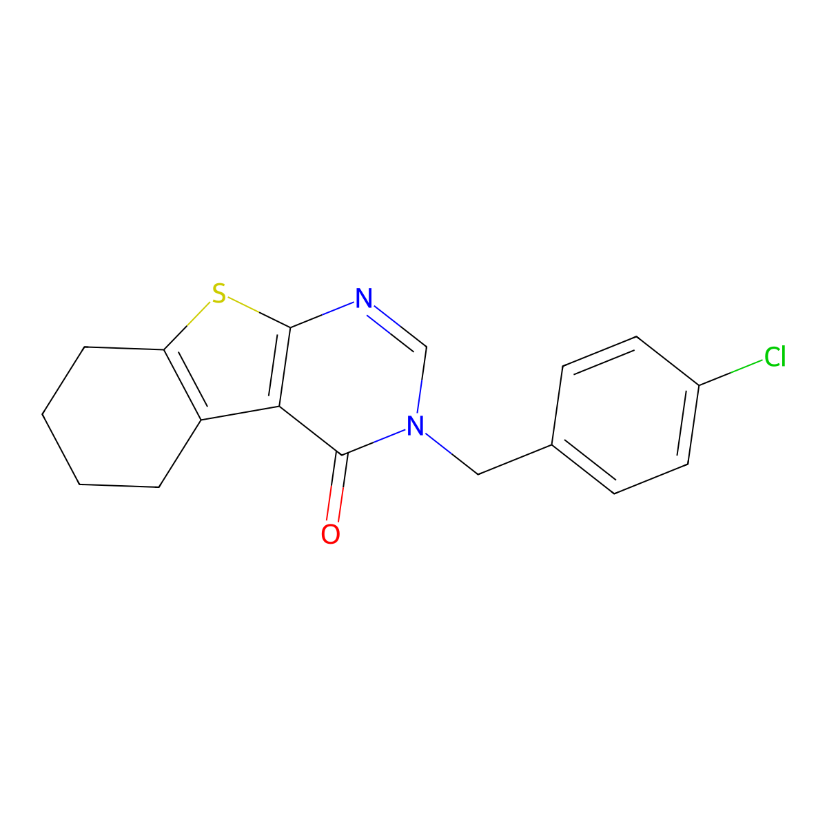 3-[(4-Chlorophenyl)methyl]-5,6,7,8-tetrahydro-[1]benzothiolo[2,3-d]pyrimidin-4-one molecular structure, CAS 146070-99-7