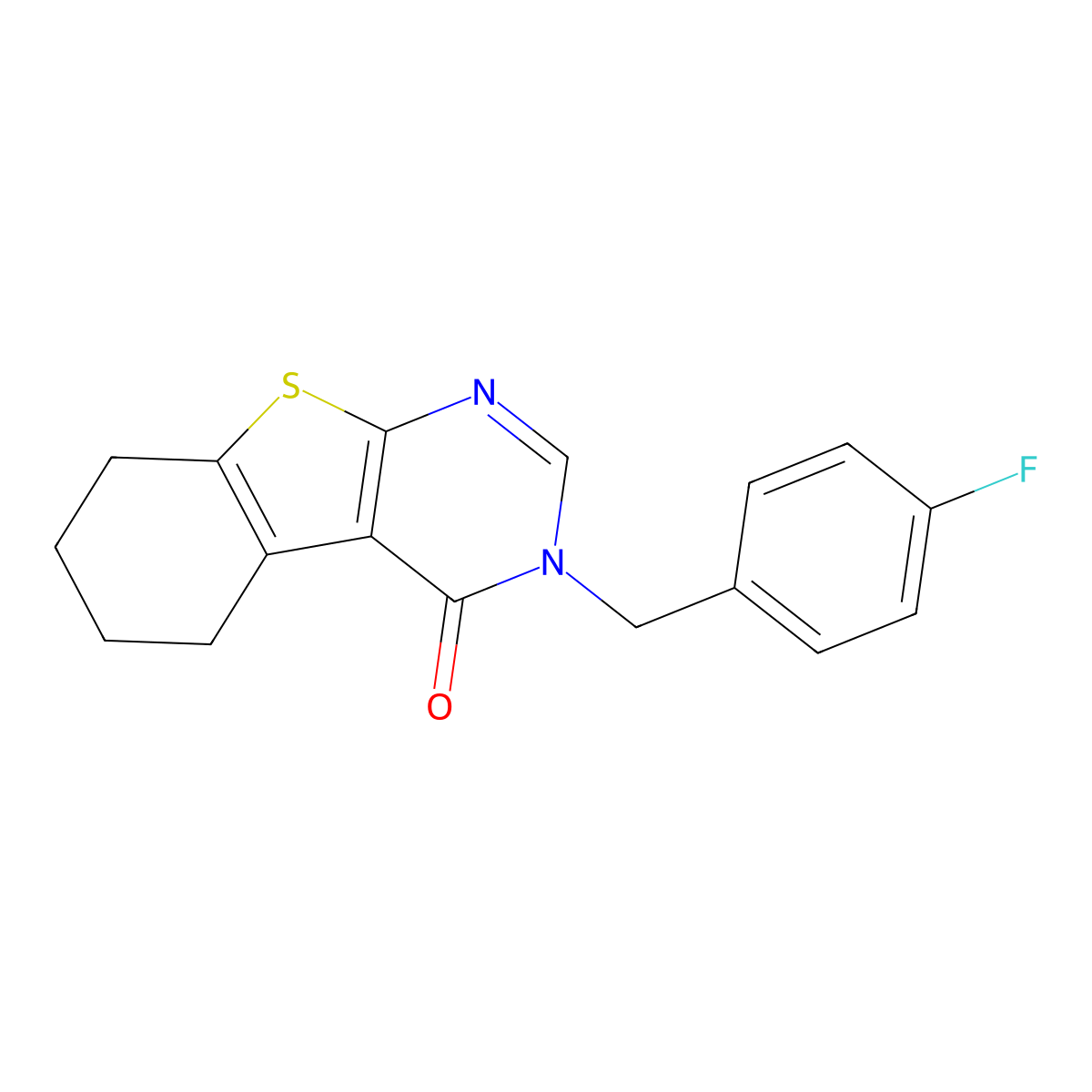 3-(4-fluorobenzyl)-5,6,7,8-tetrahydro[1]benzothieno[2,3-d]pyrimidin-4(3H)-one molecular structure, CAS 146071-05-8