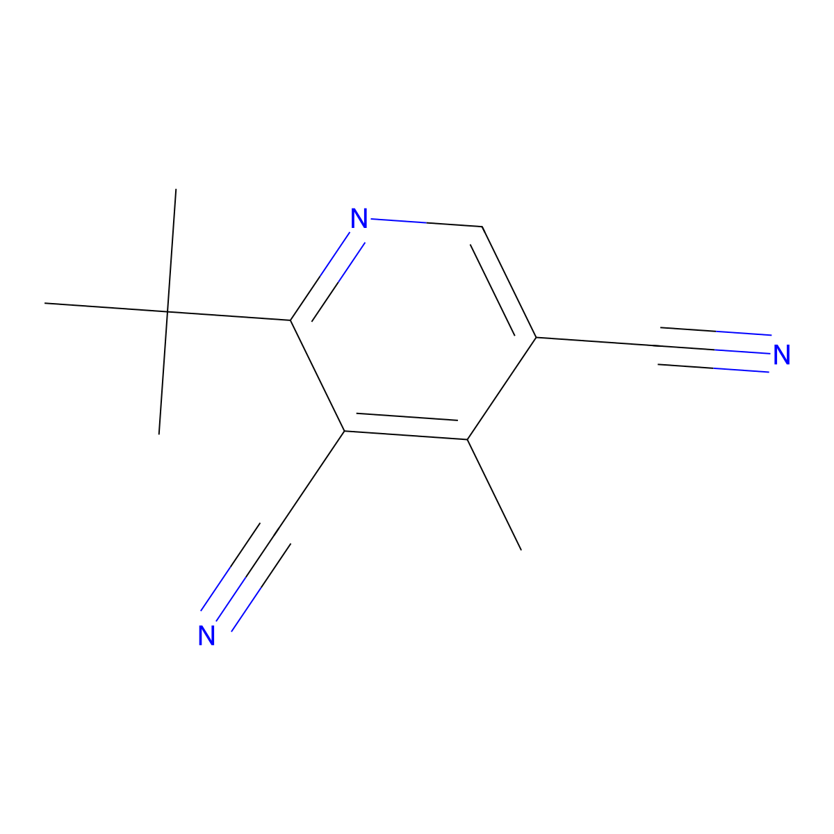 2-Tert-butyl-4-methyl-3,5-pyridinedicarbonitrile molecular structure, CAS 146073-68-9