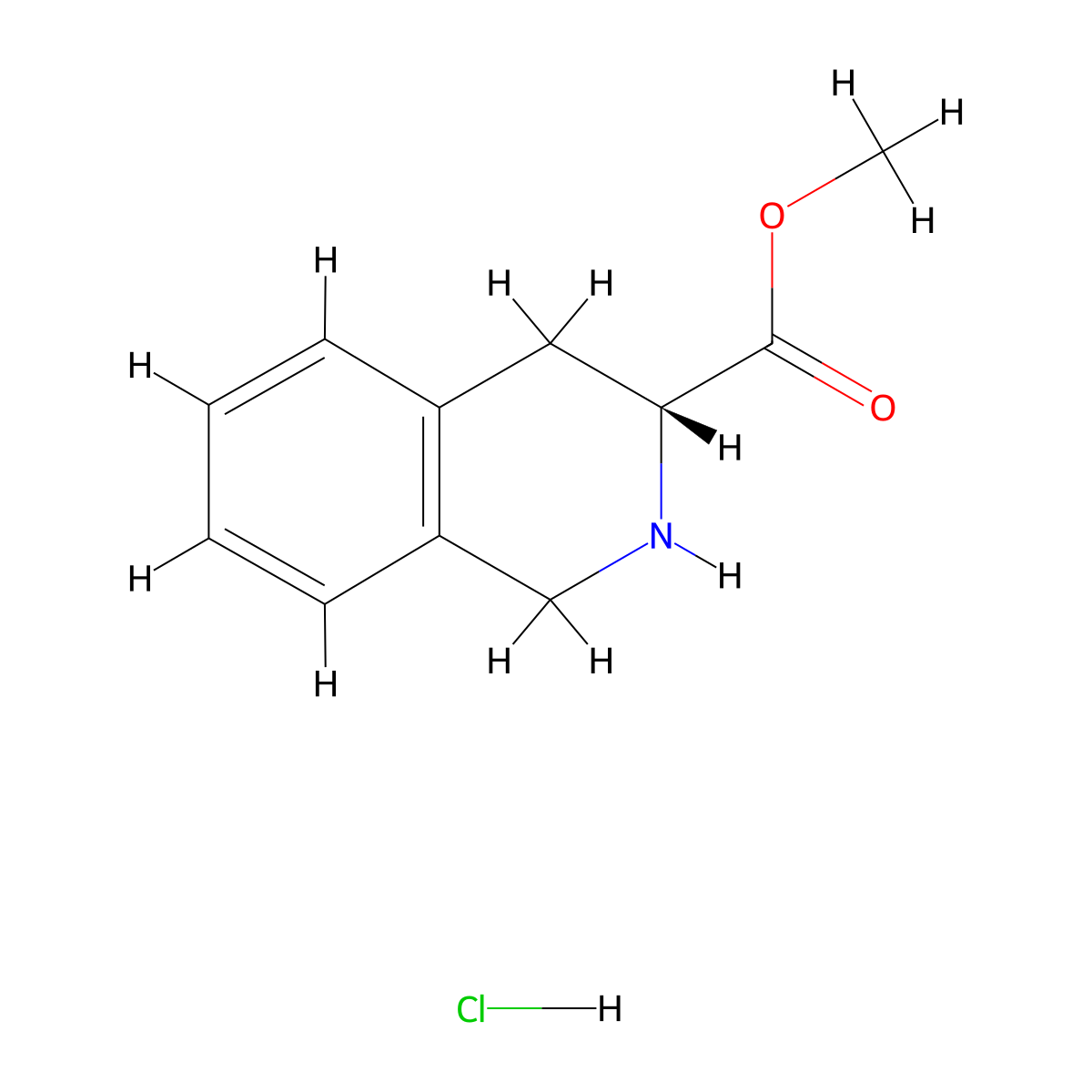 (R)-methyl 1,2,3,4-tetrahydroisoquinoline-3-carboxylate hydrochloride molecular structure, CAS 146074-43-3