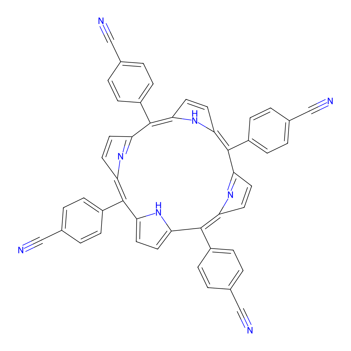 5,10,15,20-Tetra(4-cyanophenyl)porphyrin molecular structure, CAS 14609-51-9