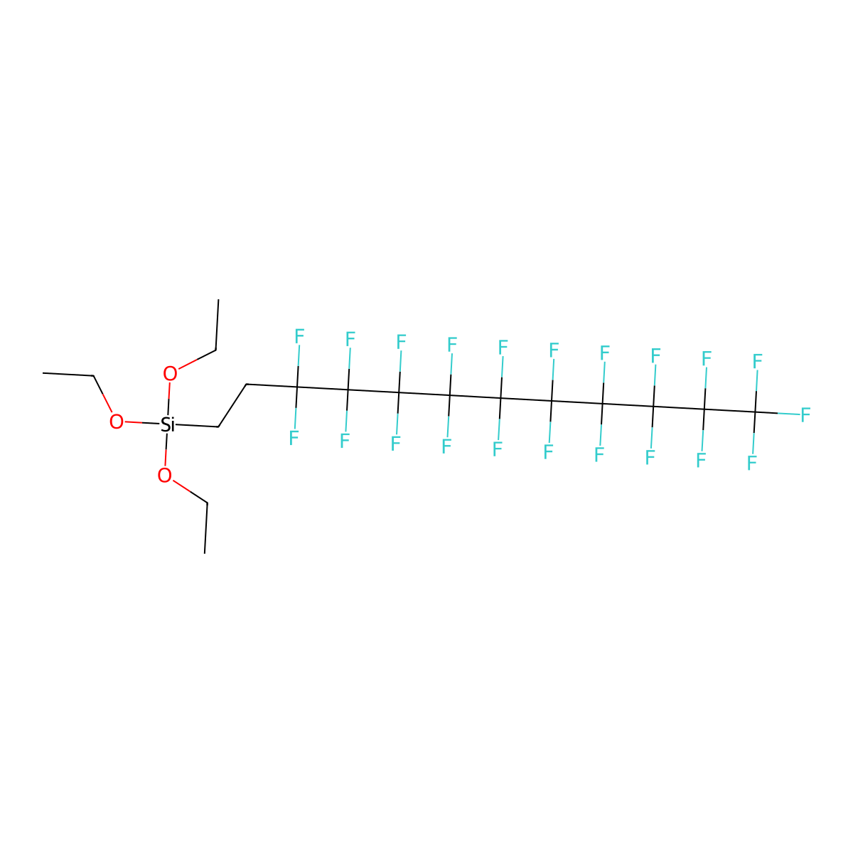 Silane, triethoxy(3,3,4,4,5,5,6,6,7,7,8,8,9,9,10,10,11,11,12,12,12-heneicosafluorododecyl)- molecular structure, CAS 146090-84-8